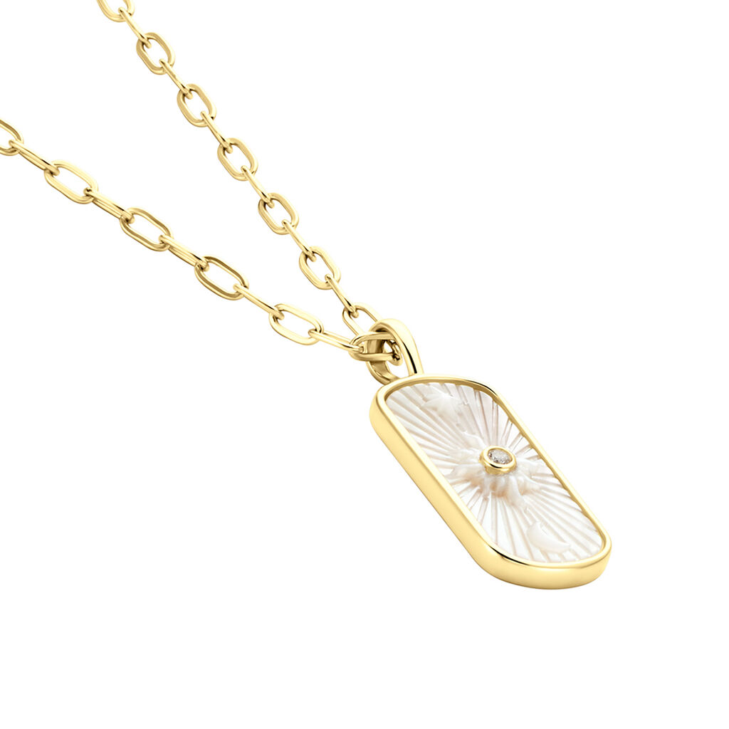 Collier Goddess Argent Doré Nacre Oxyde De Zirconium