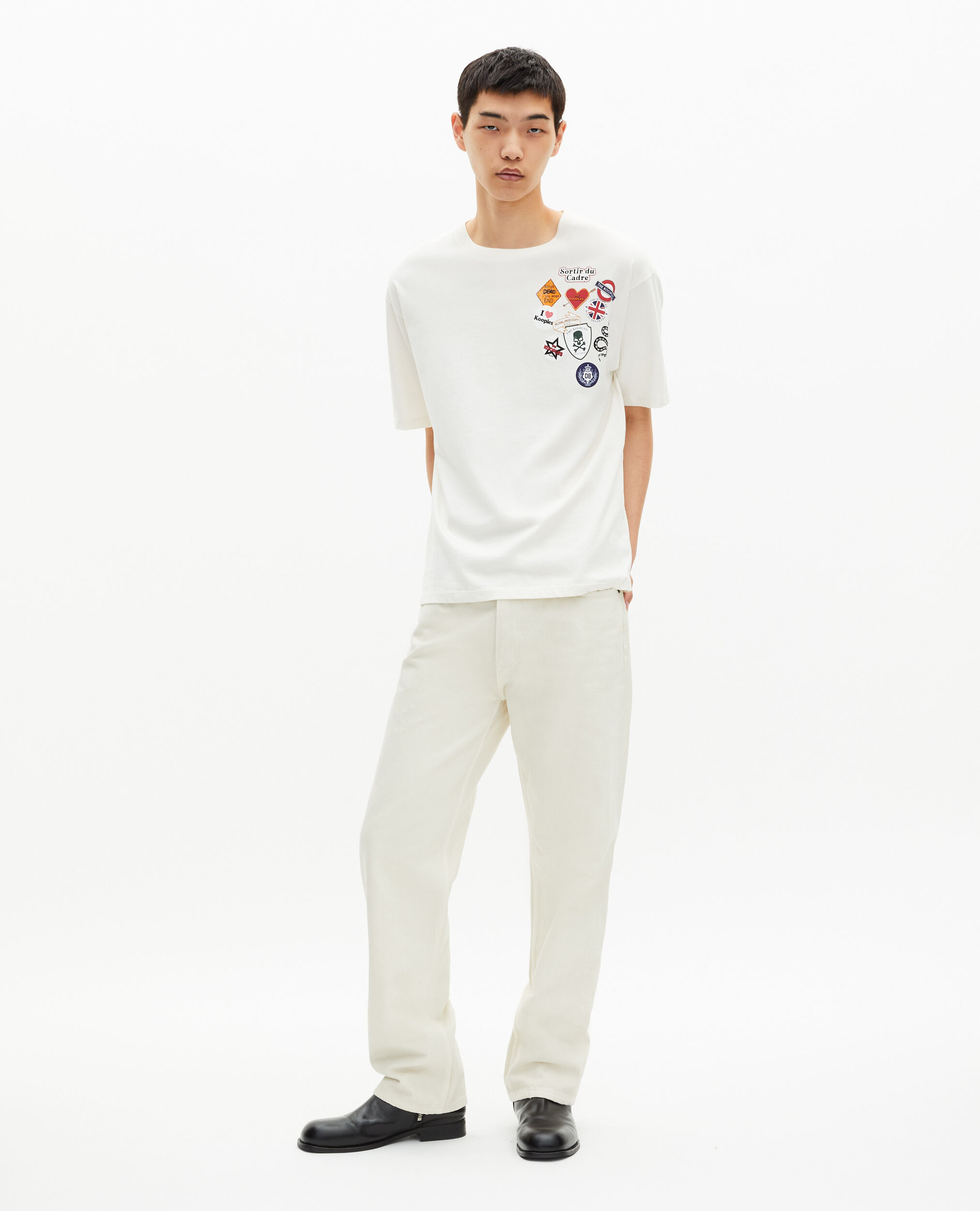 T-shirt imprimé effet pins écru