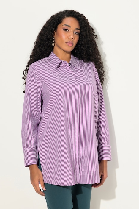 Hemdbluse, Streifen, Hemdkragen, Langarm