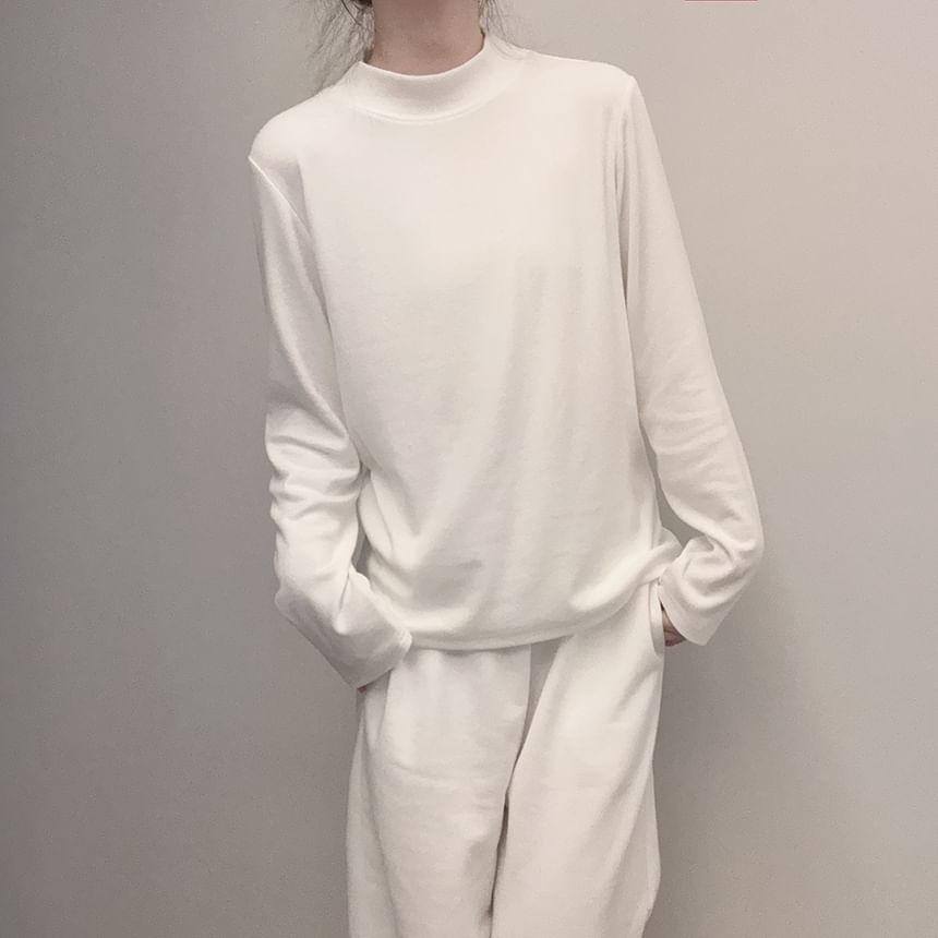 Glotto - T-shirt met lange mouwen en mockneck, effen