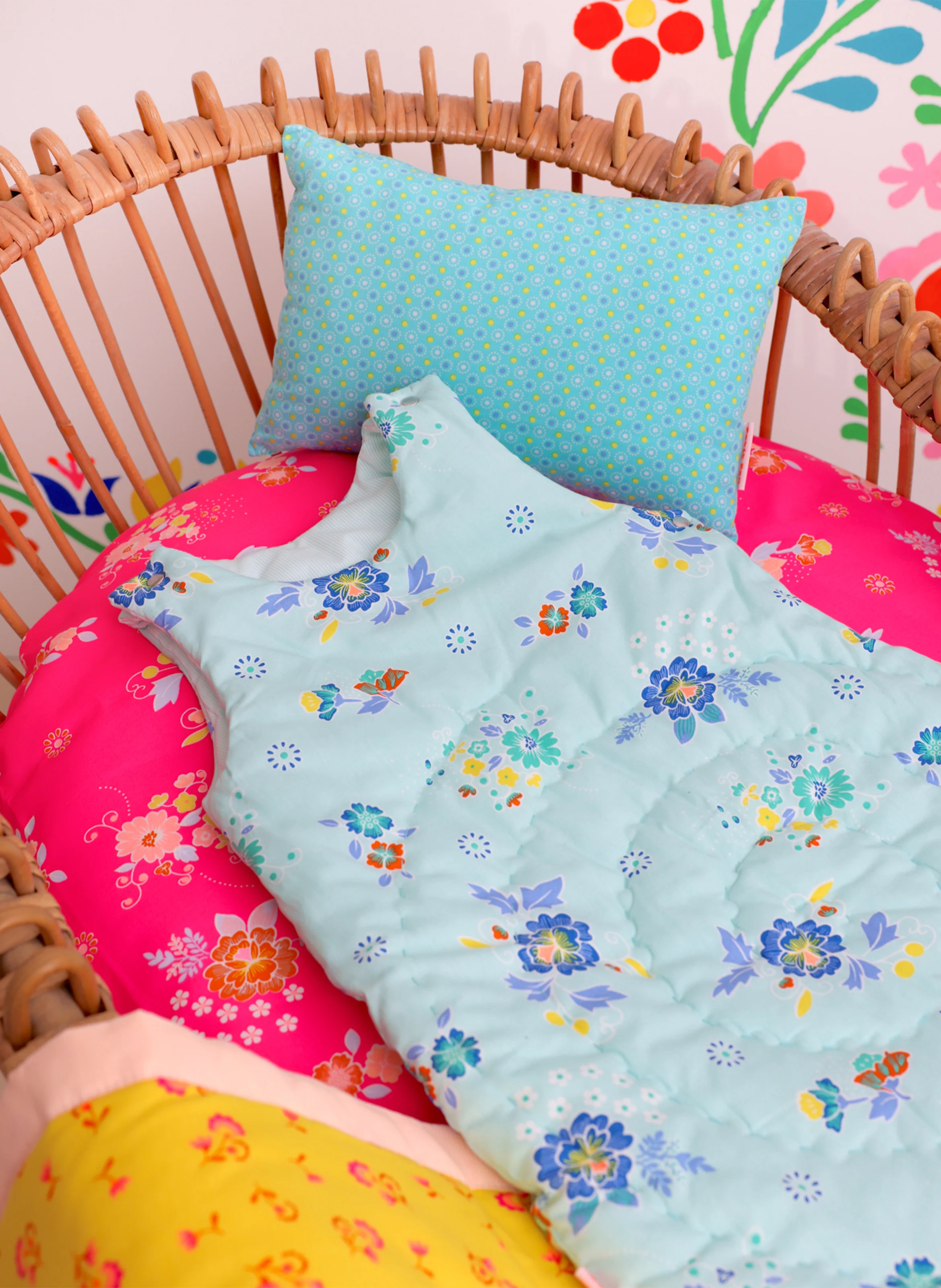 Gigoteuse imprimé fleuri en coton| Bleu