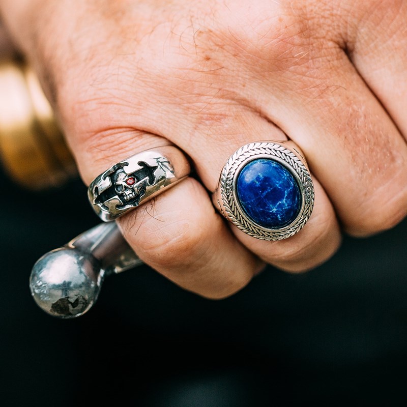 Bague Homme Tête De Croix Argent