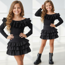 Diva Ruffle Skort - zwart