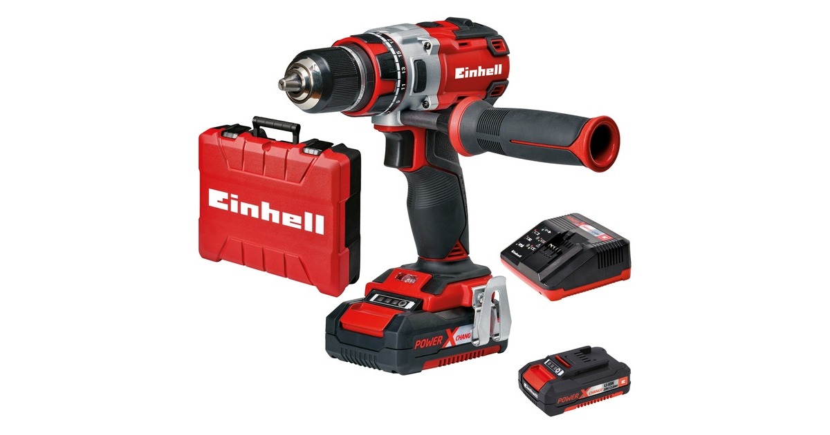 EINHELLAccu schroefboormachine TE-CD 18 Li BL schroeftol  (Rood/zwart, Koffer, oplader en 2 accu's inbegrepen)