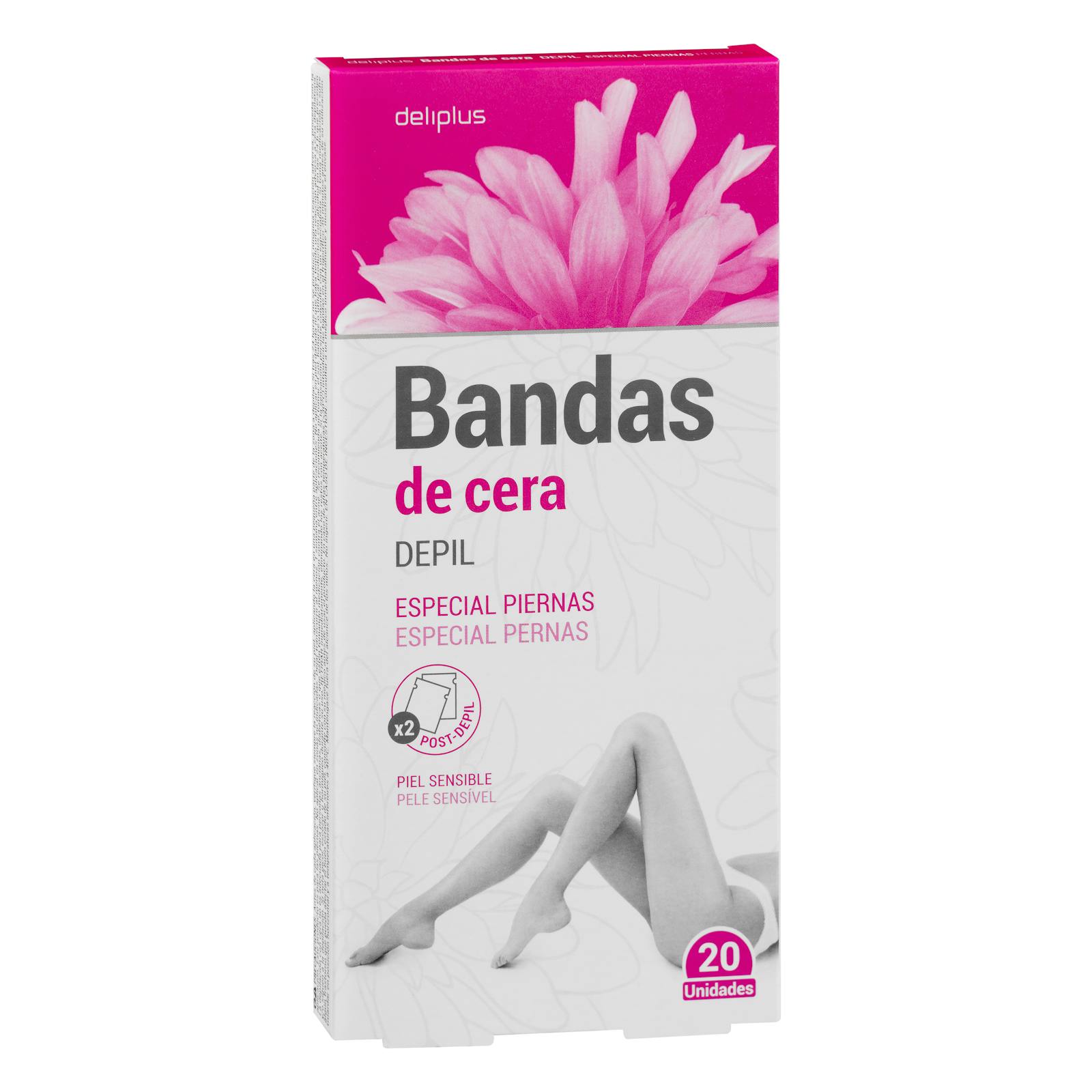 Bandes de cire spéciales Deliplus pour les jambes à peau sensible