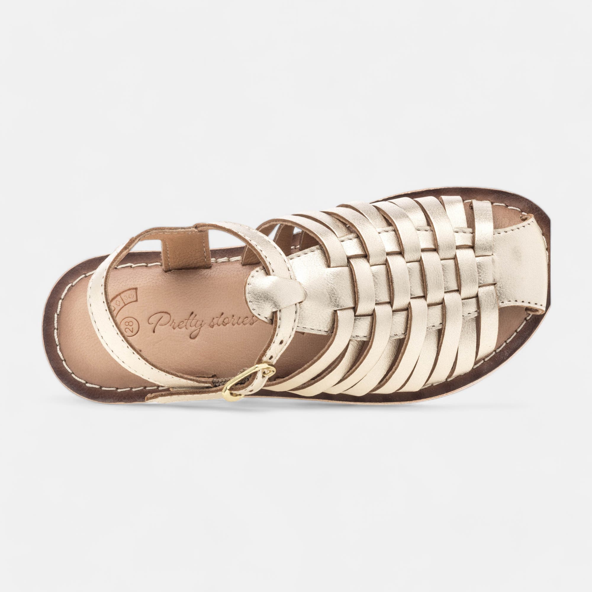 Nu-pieds Fille en cuir or