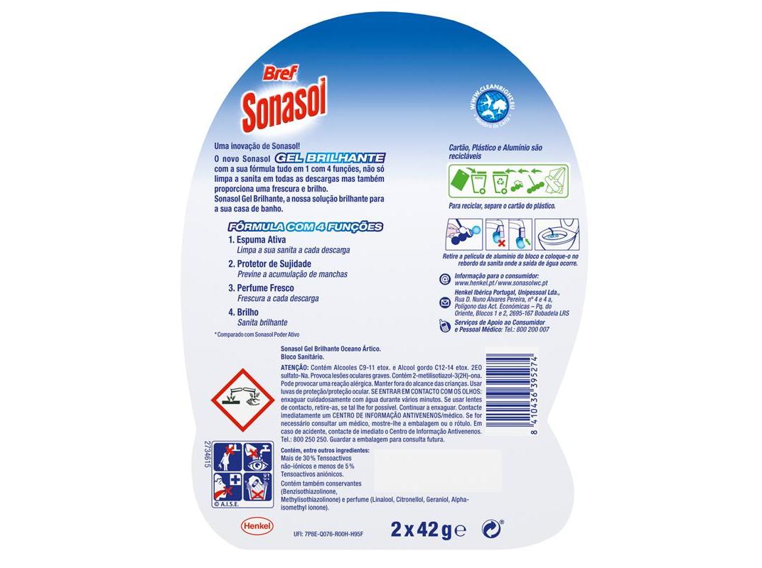 BLOCO SANITÁRIO BREF SONASOL GEL OCEANO ÁRTICO 2X42G