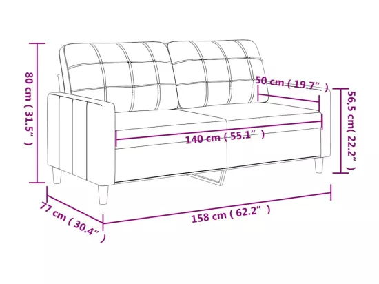 Canapé à 2 places Noir 140 cm Tissu