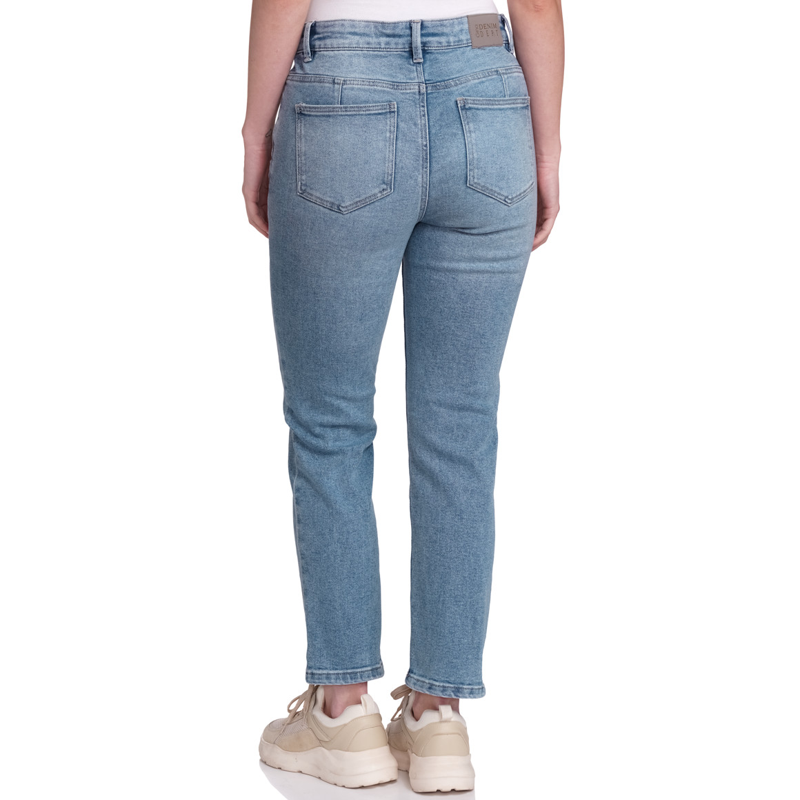 Gina Damen Straight-Jeans mit Used-Waschung hellblau