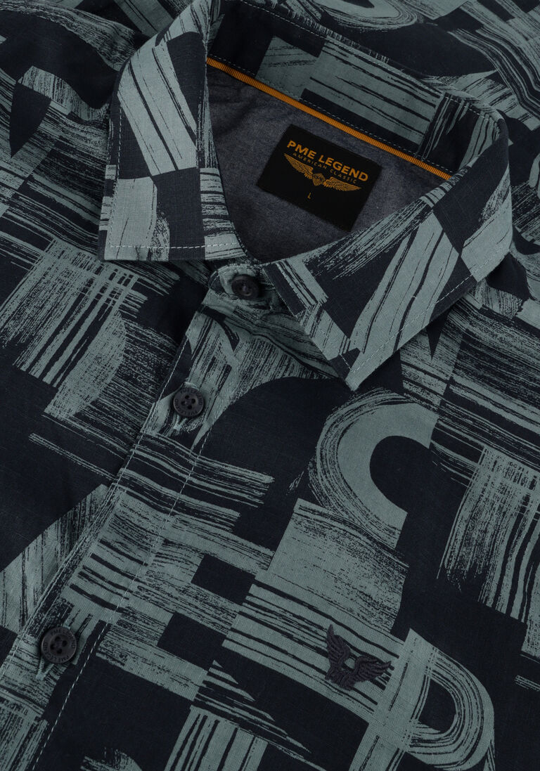 PME LEGEND groene pme legend casual overhemd short sleeve shirt print on ctn slub