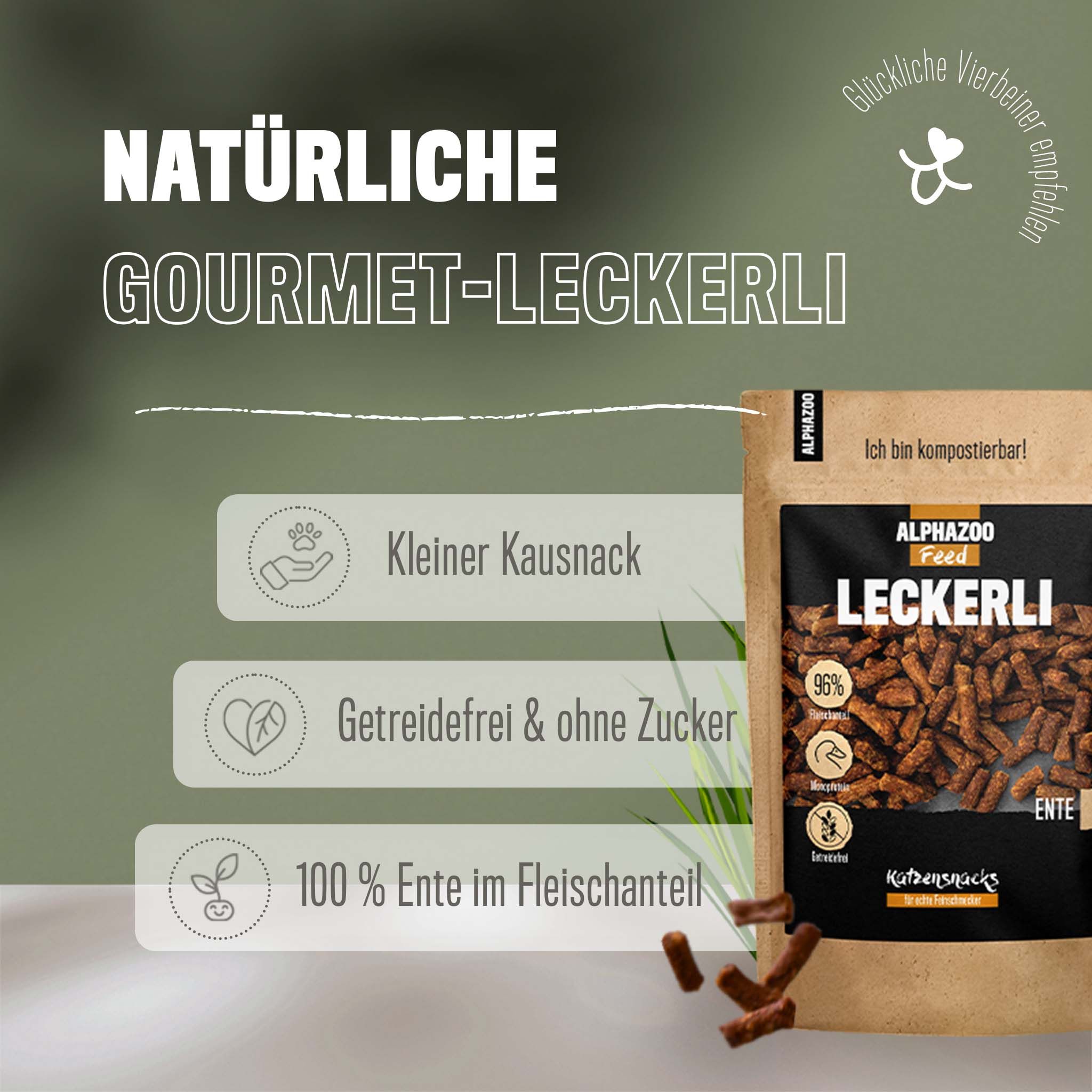 ALPHAZOO Leckerli Ente, Snacks für Katzen