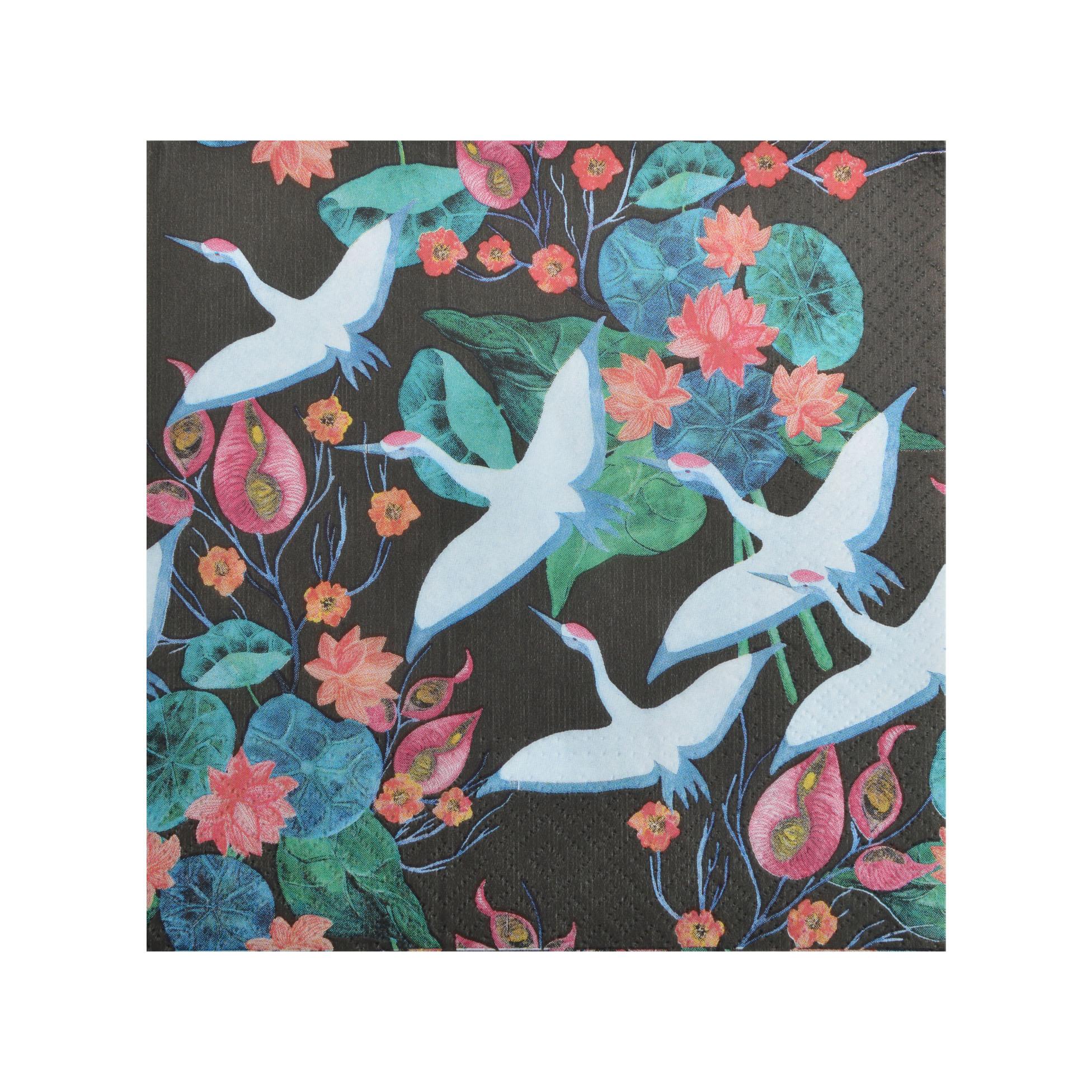 SET 20 SERVIETTES PAPIER 3 PLIS 33X33CM ENVOL GRUES BLANCHES