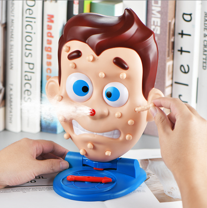 (18-tlg. Set) Popping Pimples Spiel Pickel Ausdrück Gesicht Spielzeug mit Spritz Effekt Gesellschaftsspiel für Familien / Kinder