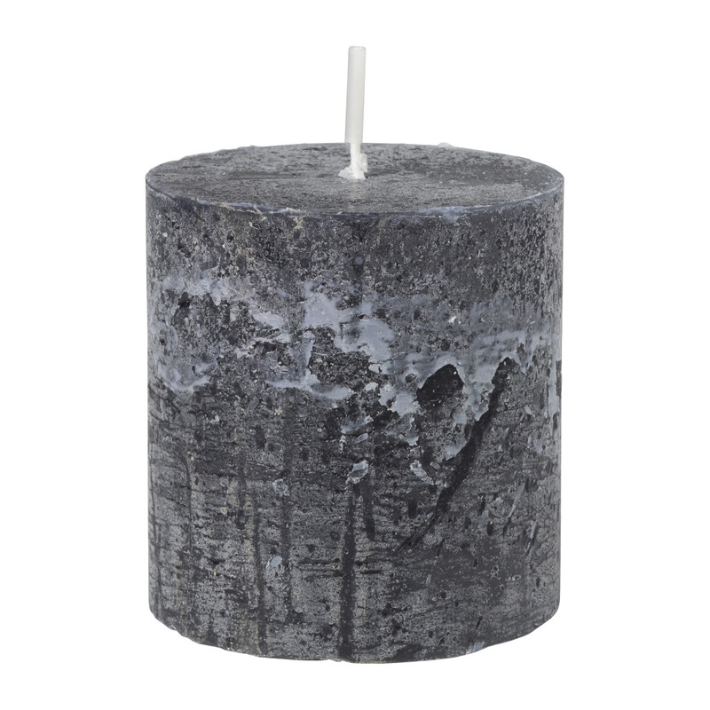 Kaars rustiek - zwart - ø7x7 cm