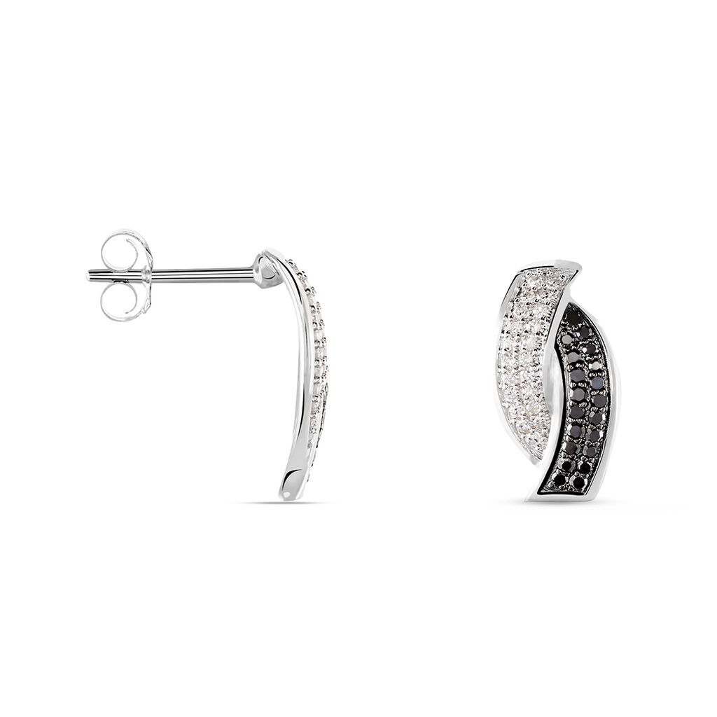 Boucles D'oreilles Puces Oia Or Blanc Diamant
