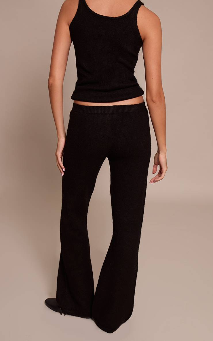 Noir Pantalon Tricoté Taille Mi-haute