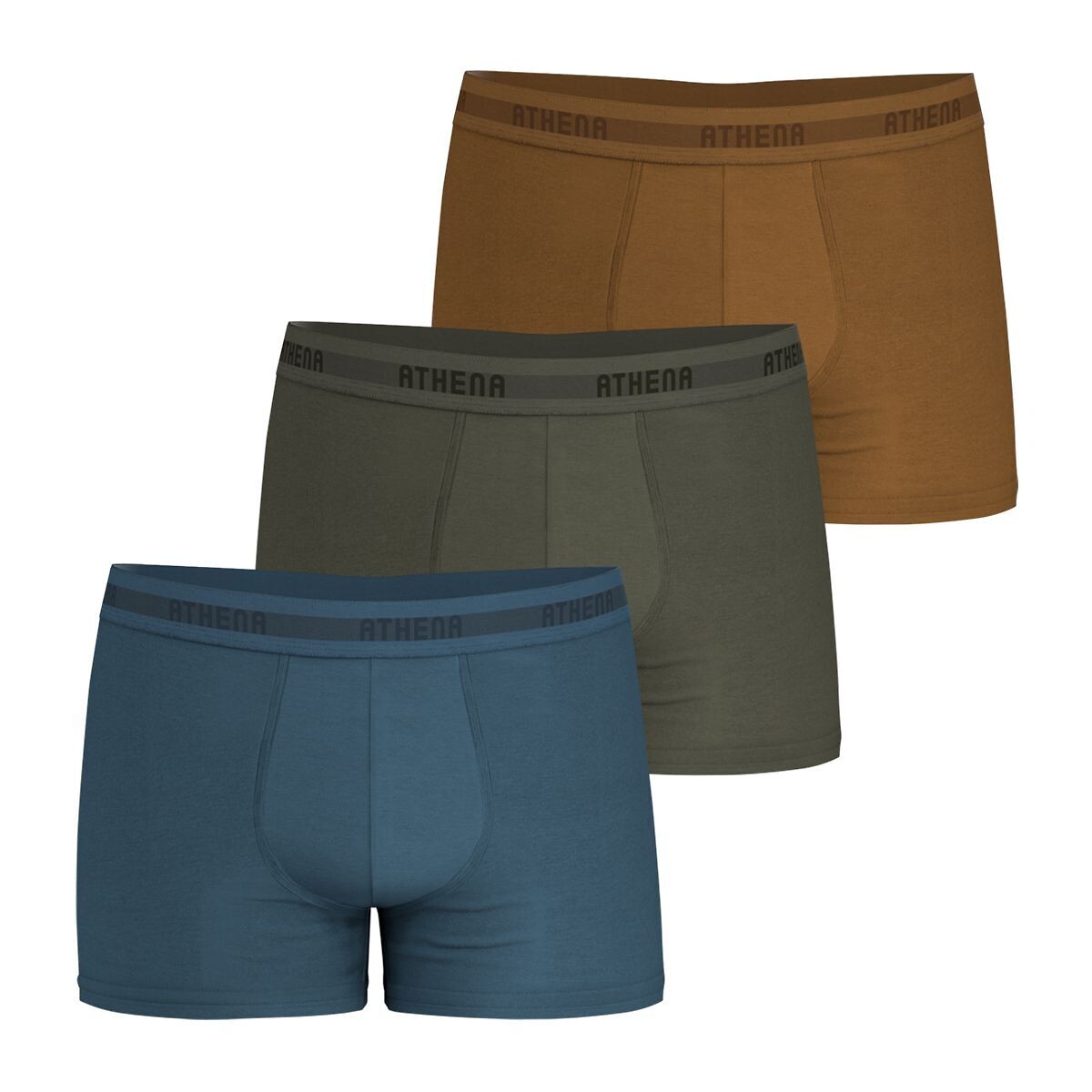 ATHENA<br>Conjunto de 3 cuecas boxer confortáveis em algodão elástico