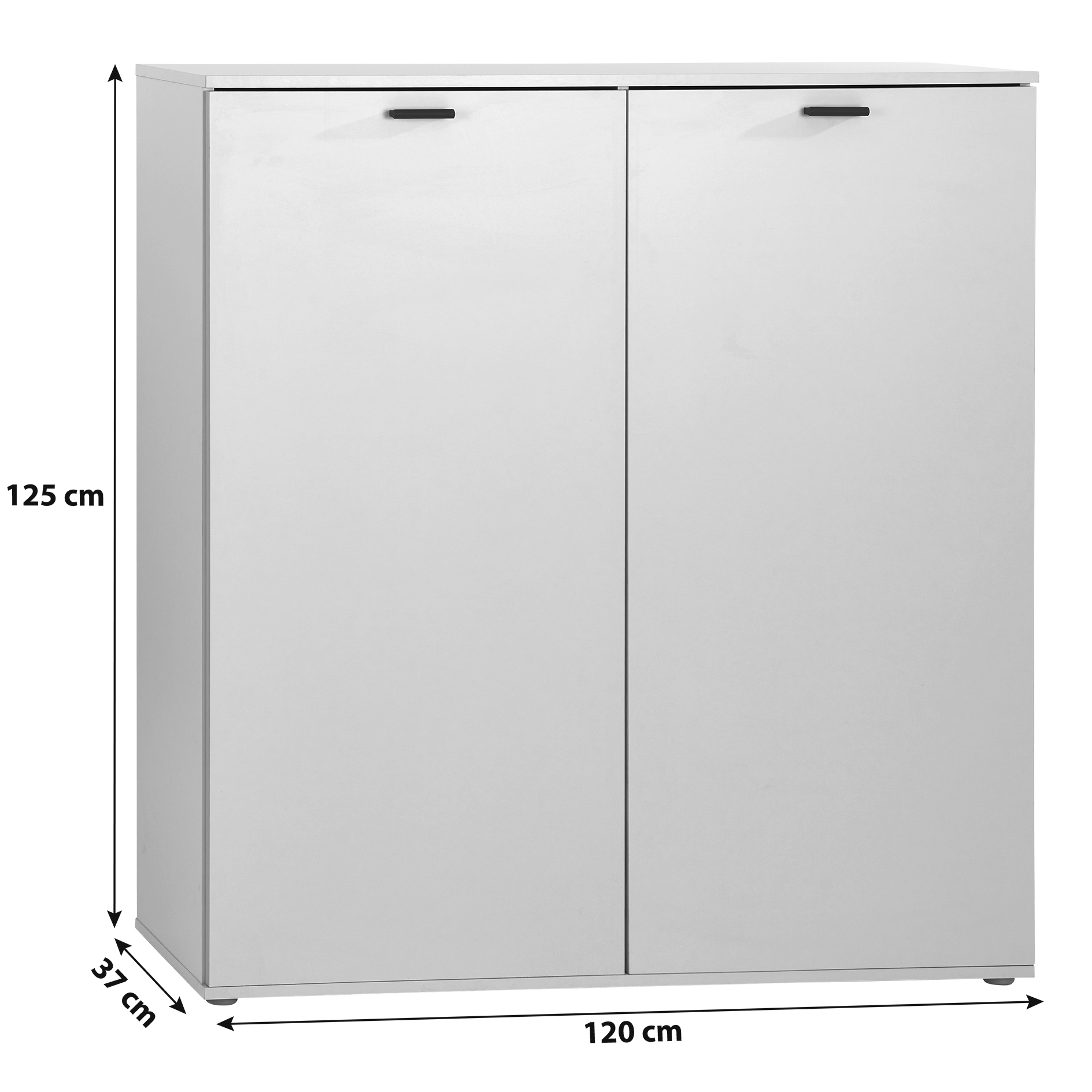 Schuhschrank - weiß - 125 cm