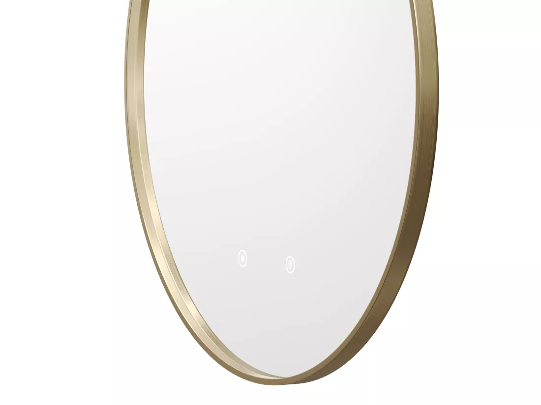 Miroir de salle de bain lumineux rond anti buée avec contour doré - D60 cm - PEONIA