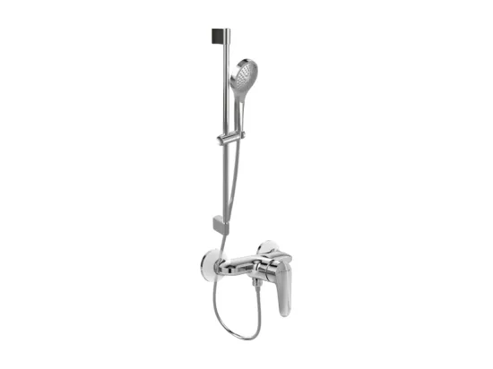 Mitigeur mécanique douche VILLEROY ET BOCH O.novo Start Chrome + Ensemble de douche VILLEROY ET BOCH Verve Showers 3 jets Chrome