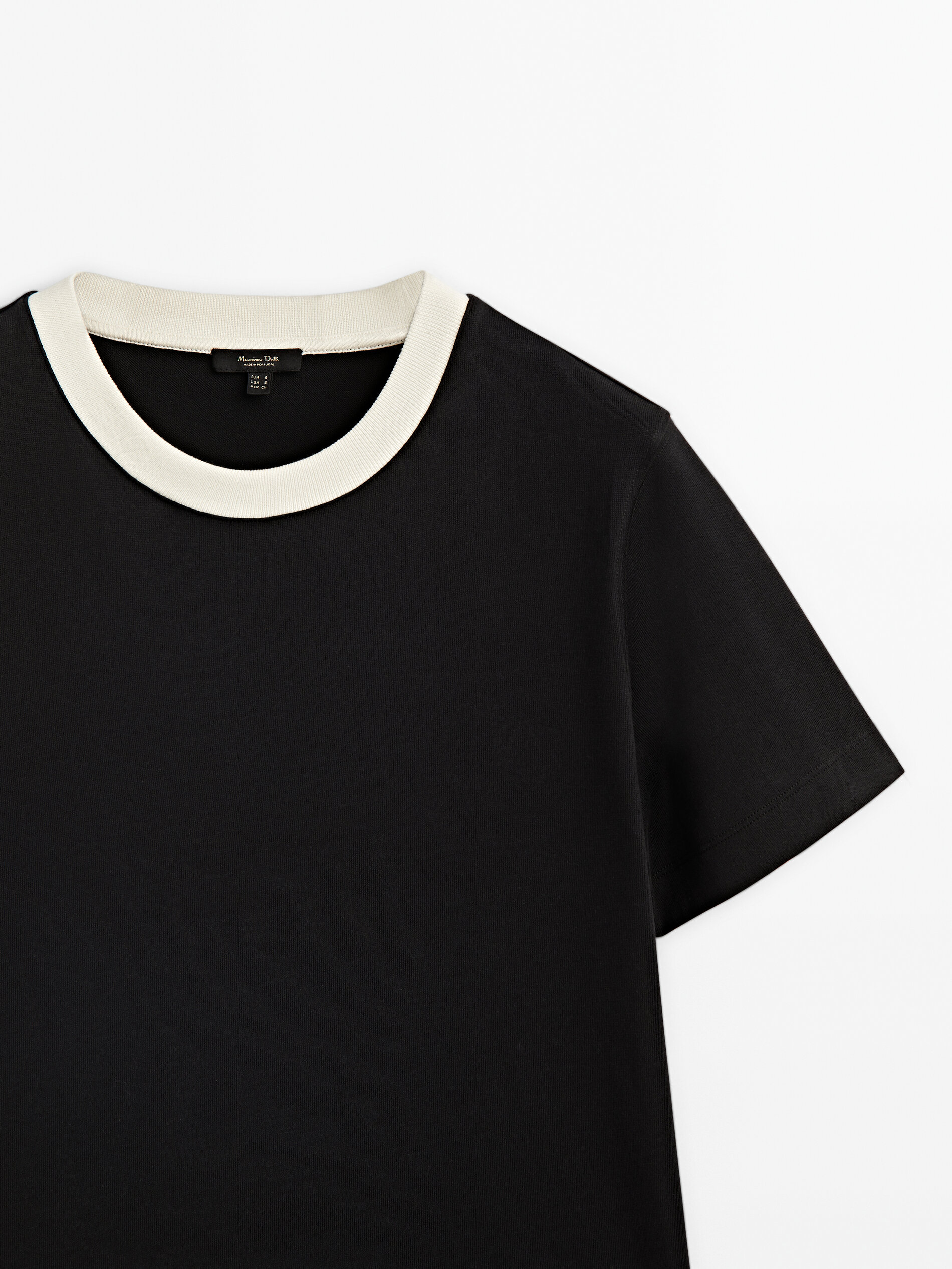Camisa de manga curta com contraste - PRETA