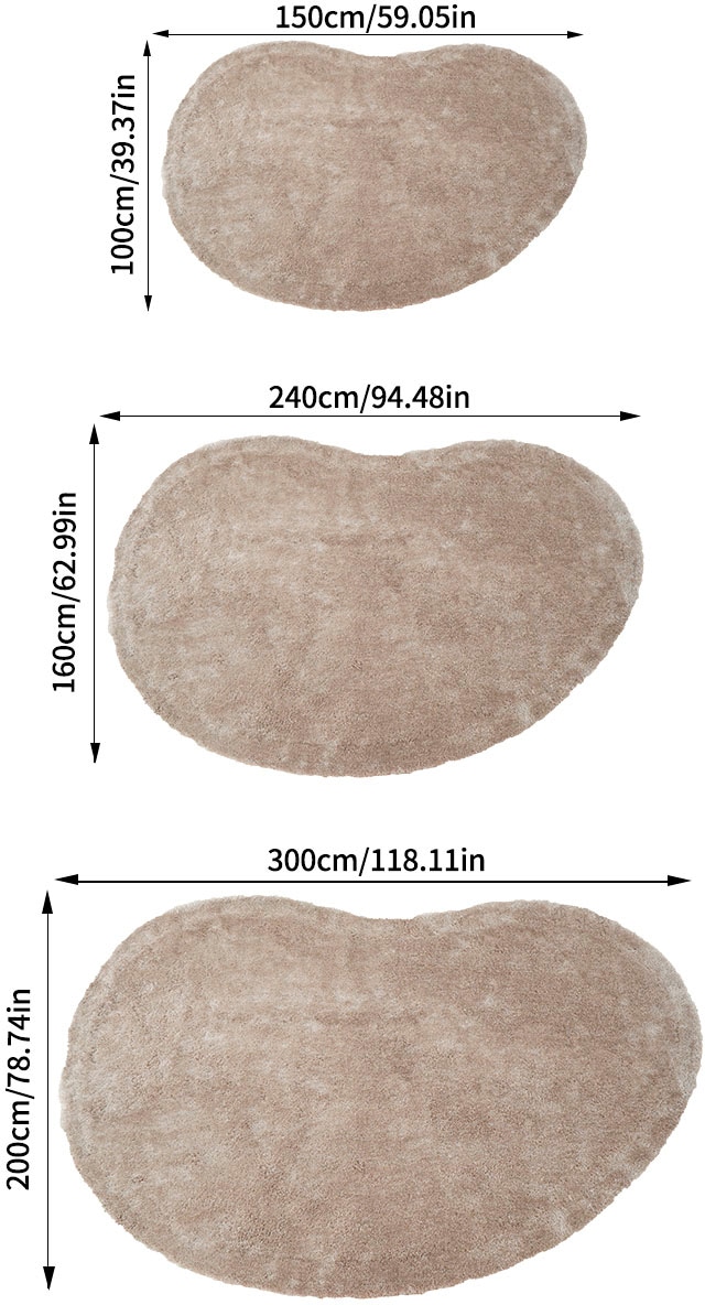 Bruno Banani Hochflor-Teppich »Dana Bean shape, besondere Form, weich, Mikrofaser Teppiche« U-förmig 30 mm Höhe organische Form, uni, Wohnzimmer, Schlafzimmer, Esszimmer
