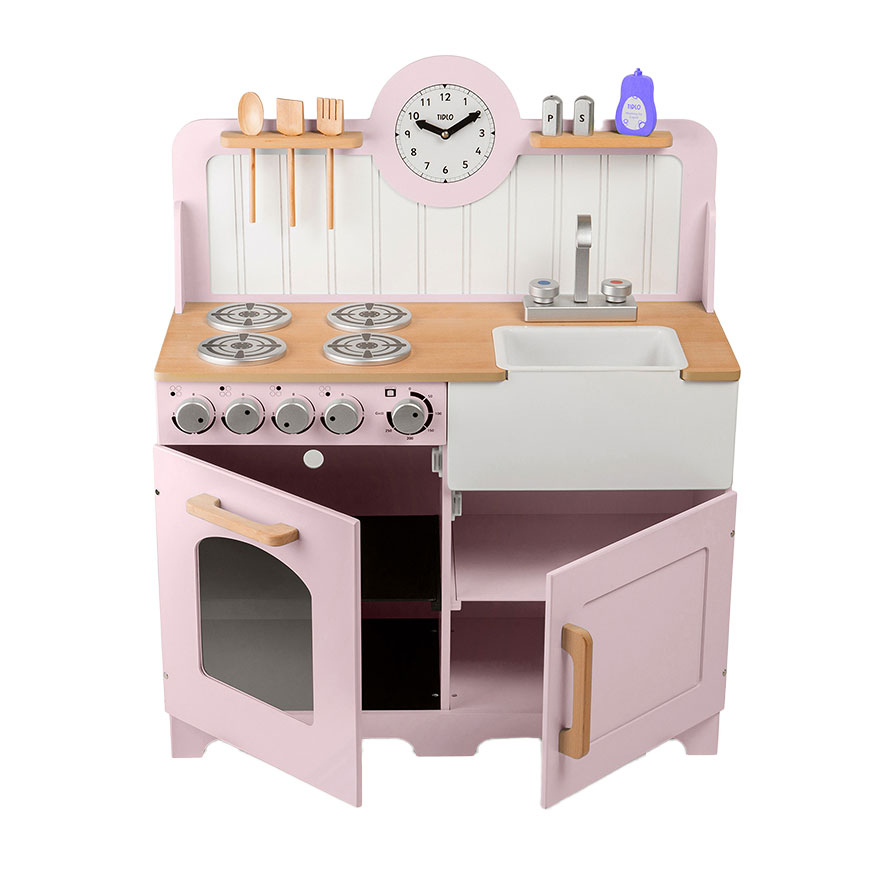Tidlo Houten Speelkeuken Landelijk Roze, 7dlg.