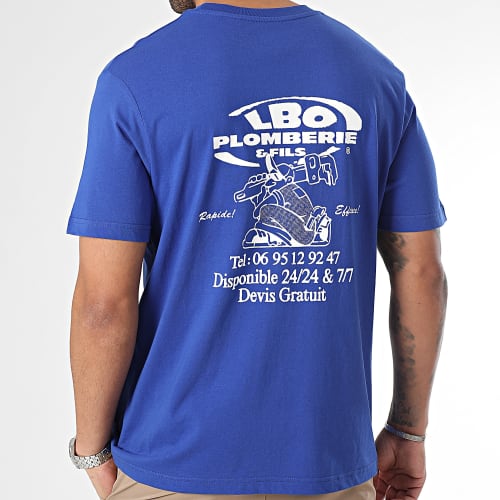 Tee Shirt Oversize Large Drop Collection Plombier Bleu Roi Blanc