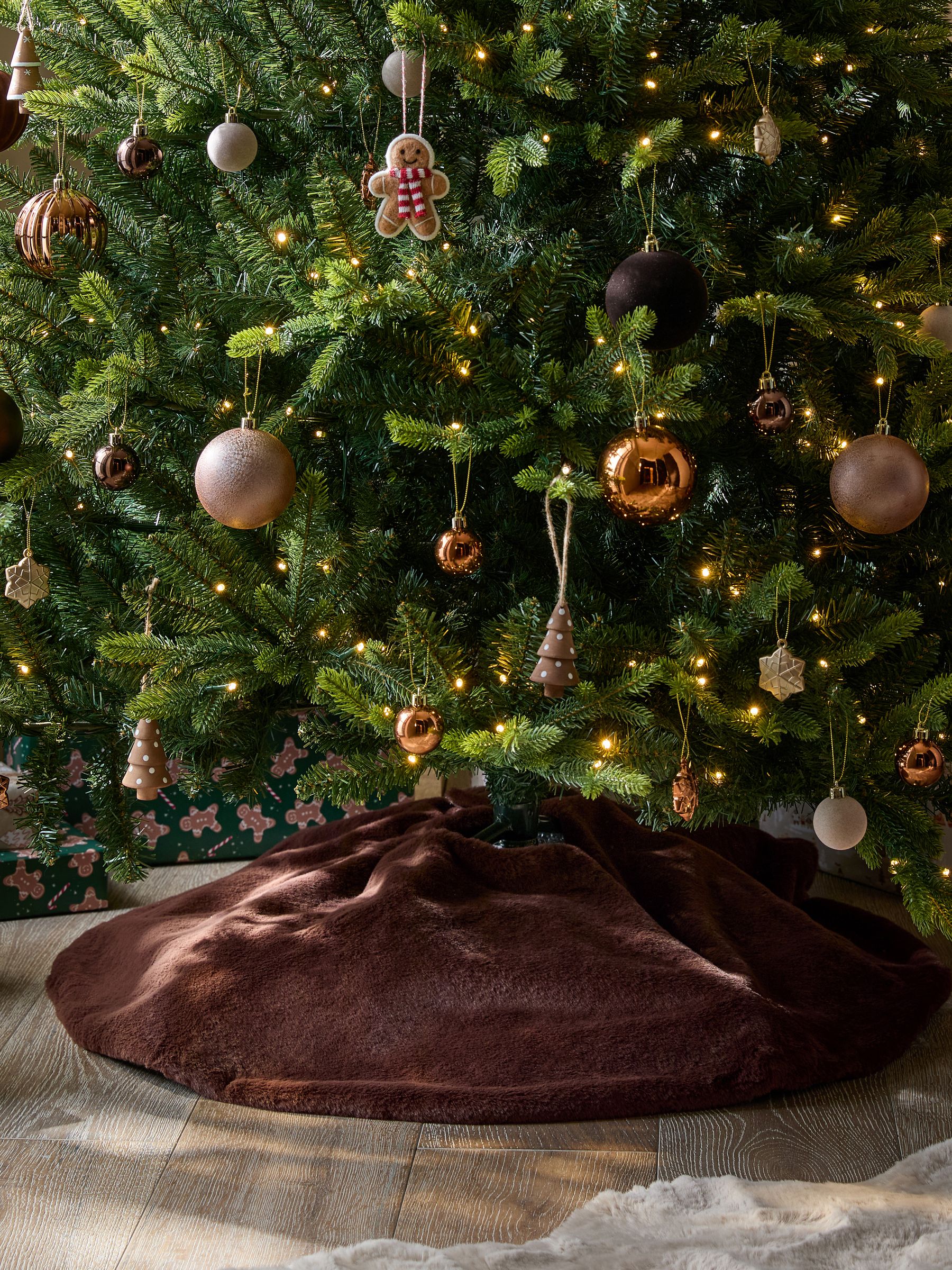 Rok van imitatiebont met kerstboomprint
