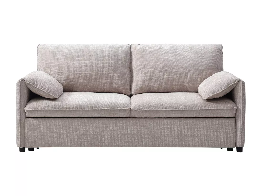 Canapé 3 places convertible en tissu texturé beige ALPARETO