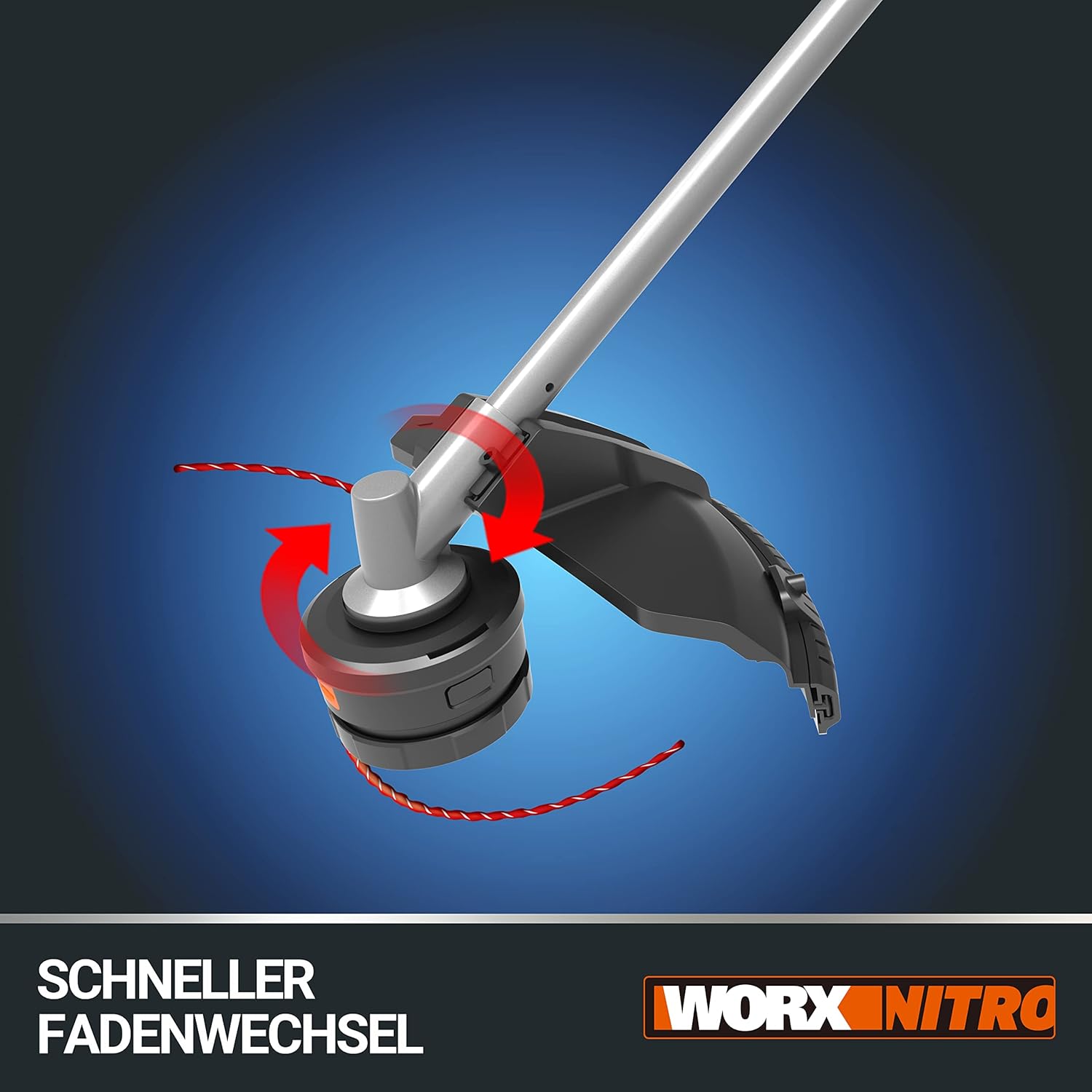 WORX Nitro WG186E.92 Akku Sense Rasentrimmer & Freischneider 40V (2x20V) - leistungsstarker bürstenloser Motor - Diverse Aufsätze - schneller Fadenwechsel - 38cm SchnittkreisØ - ohne Akku & Ladegerät