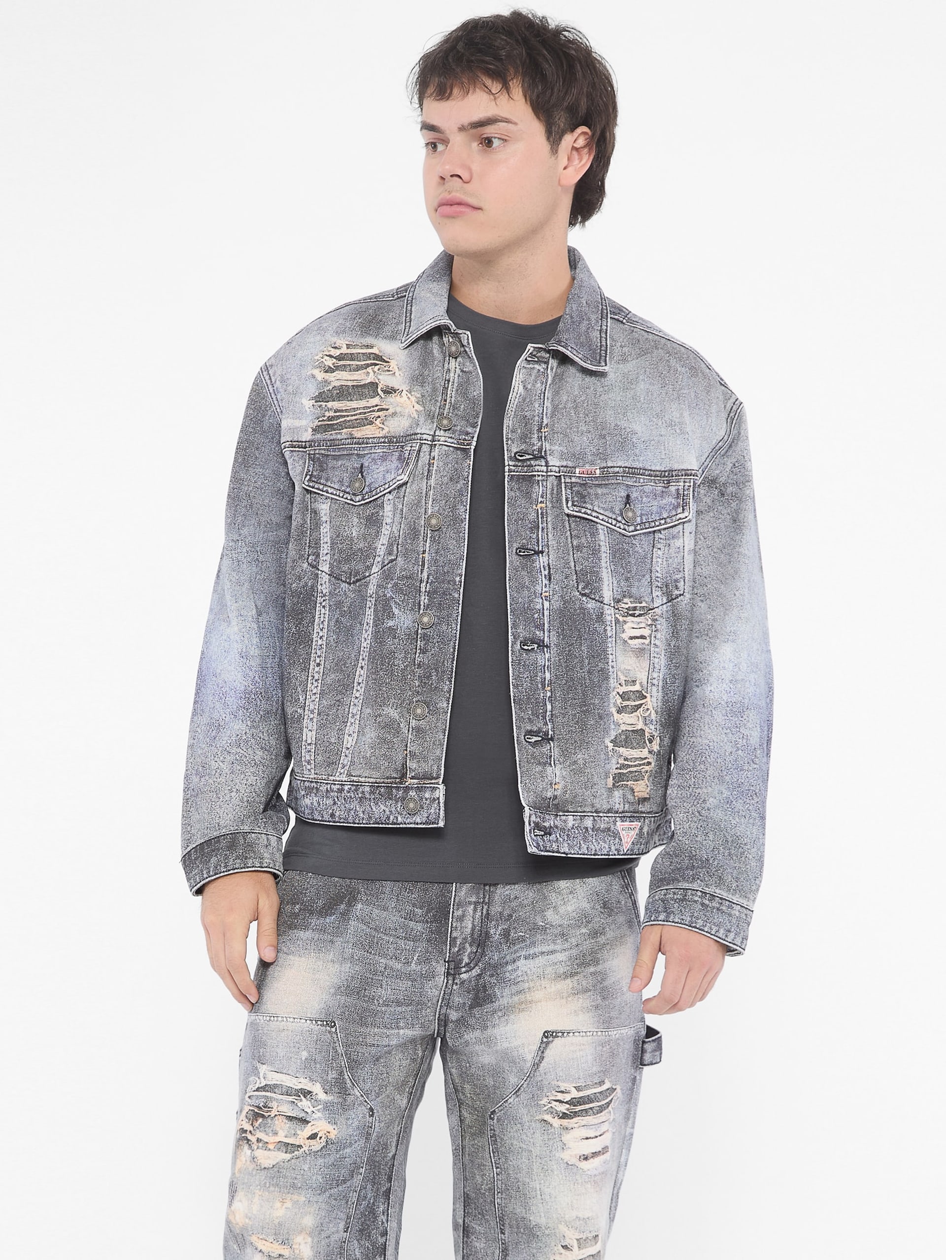 Jaqueta jeans trucker estampada GUESS Originals