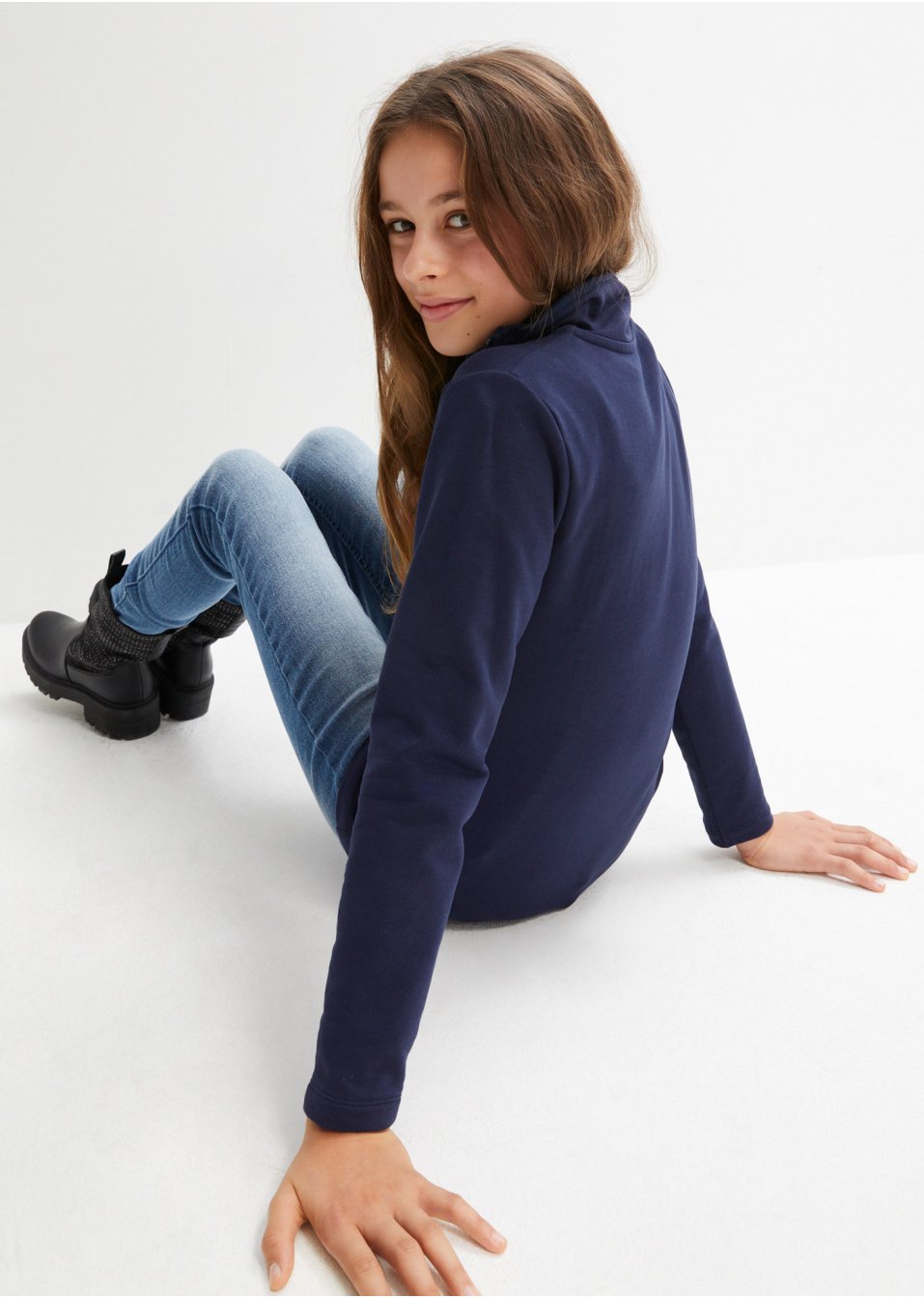 T-shirt thermo manches longues fille avec col montant