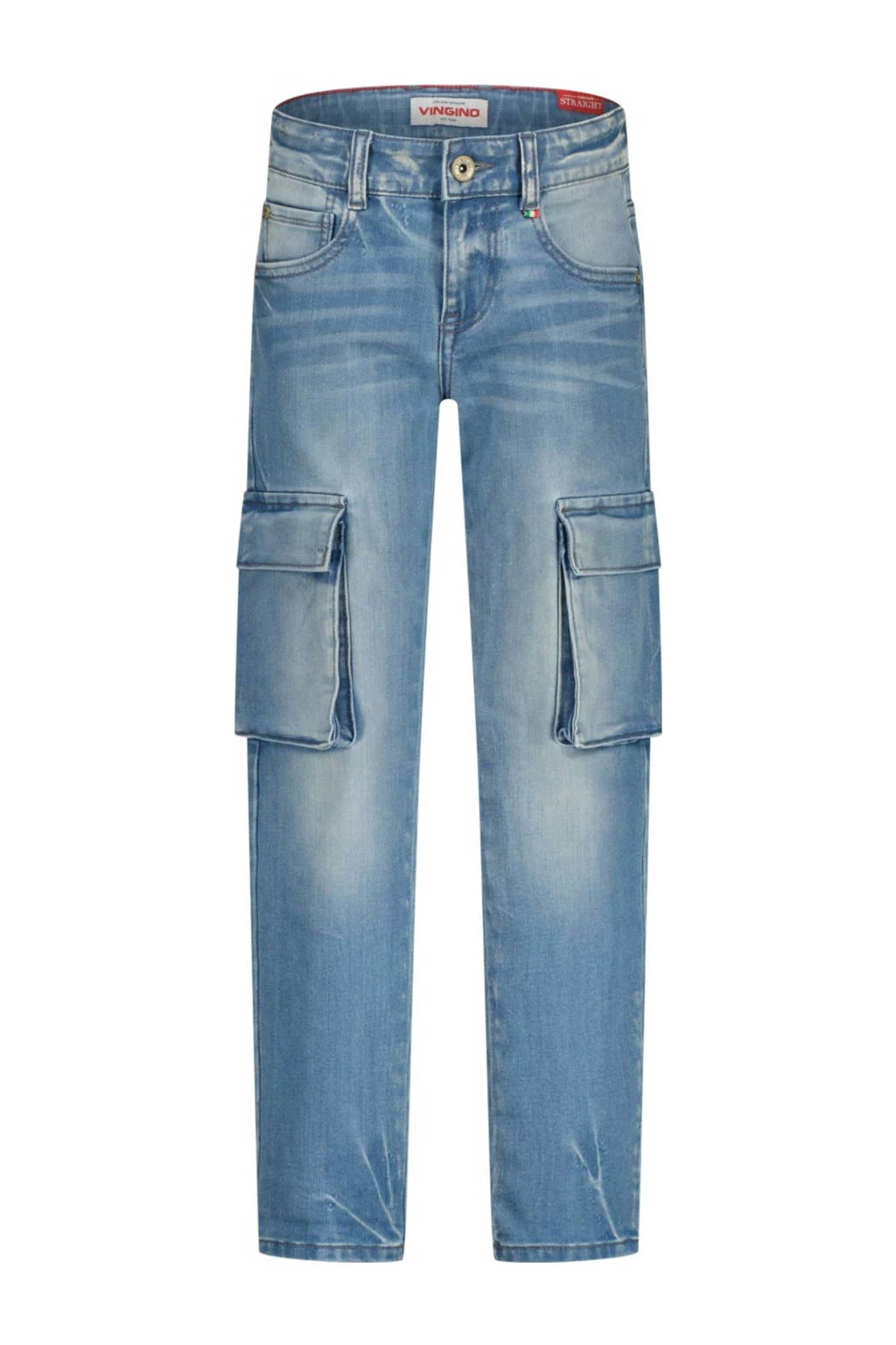 Vingino straight leg cargo jeans light blue denim