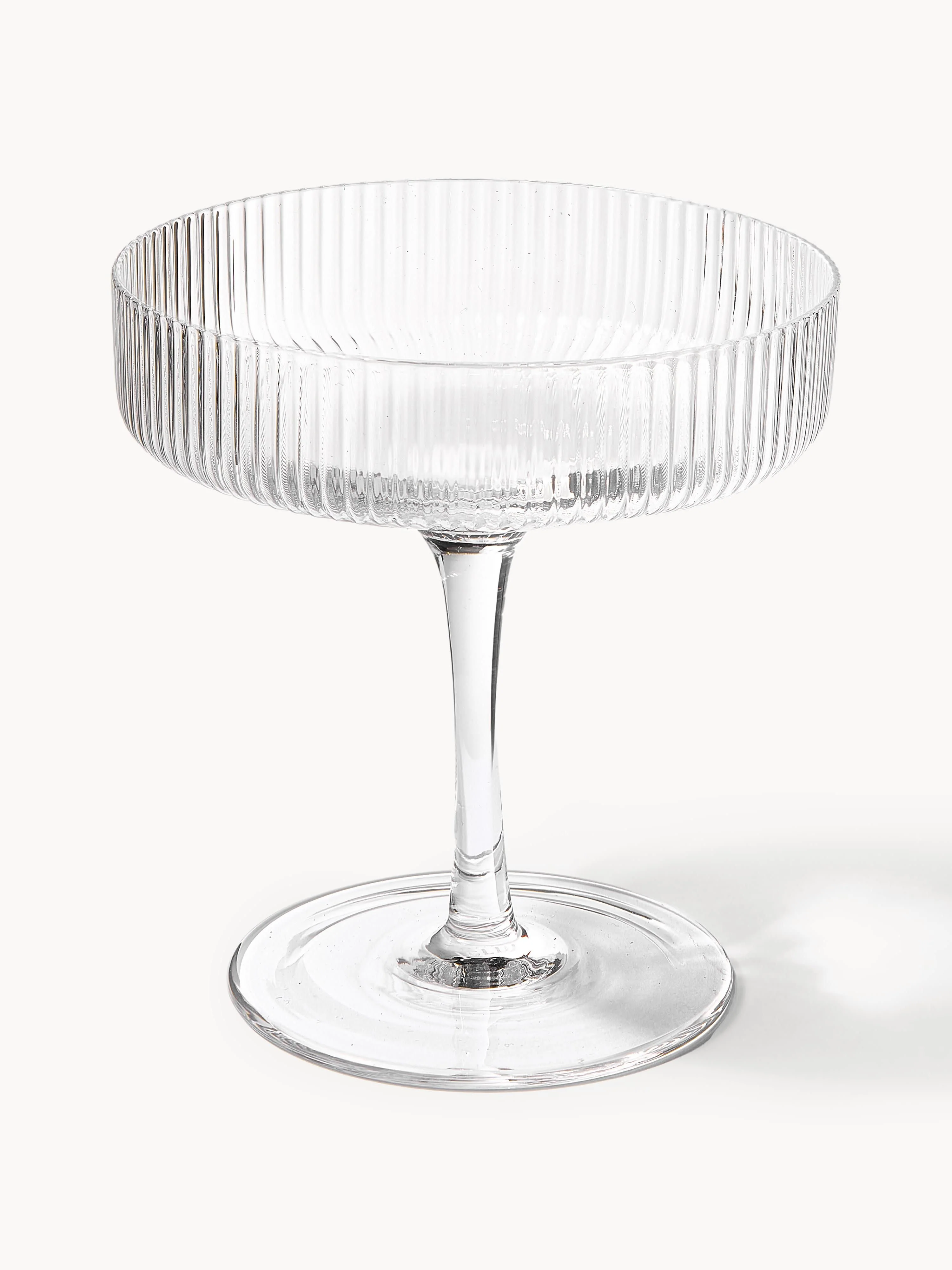 Mondgeblazen champagneglazen Ripple met groefreliëf, 2-delig