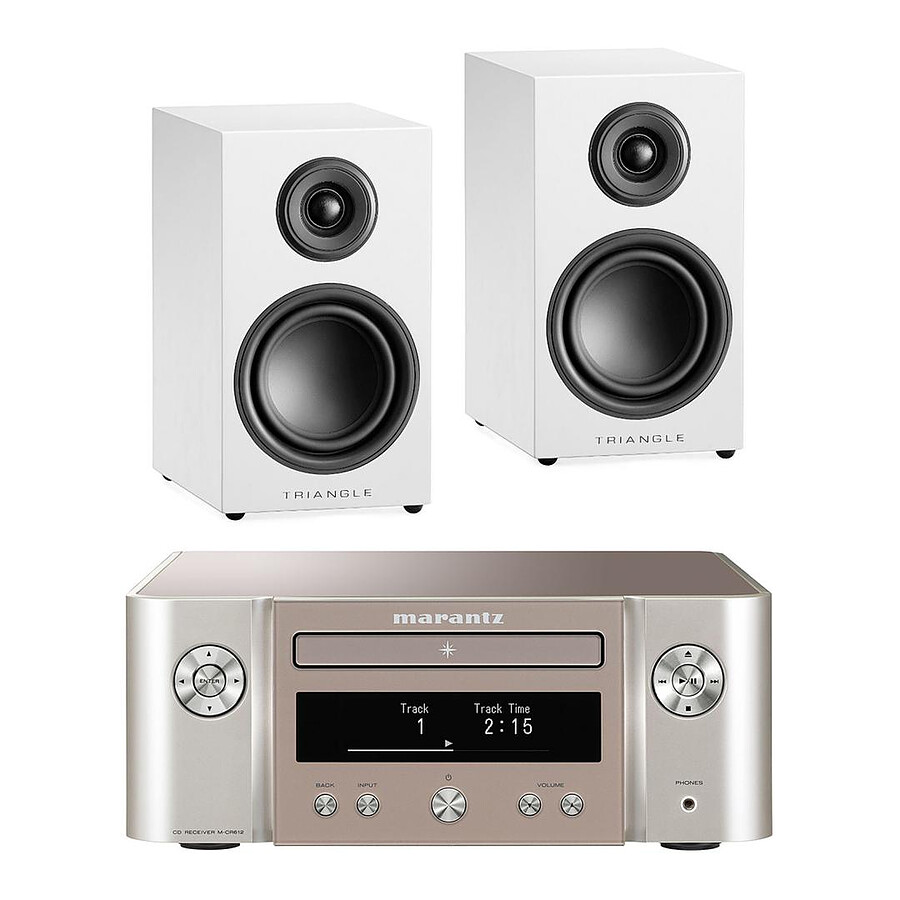 Marantz Melody X M-CR612 Argent/Or + Triangle Elara LN01 Blanc laqué