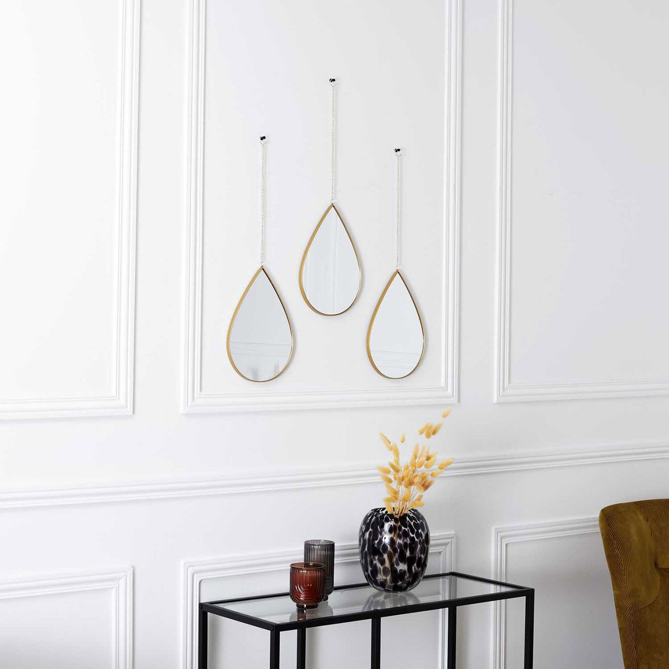 Home Deco Factory Miroir goutte suspendue doré - 19.1x27.2x1.02 cm