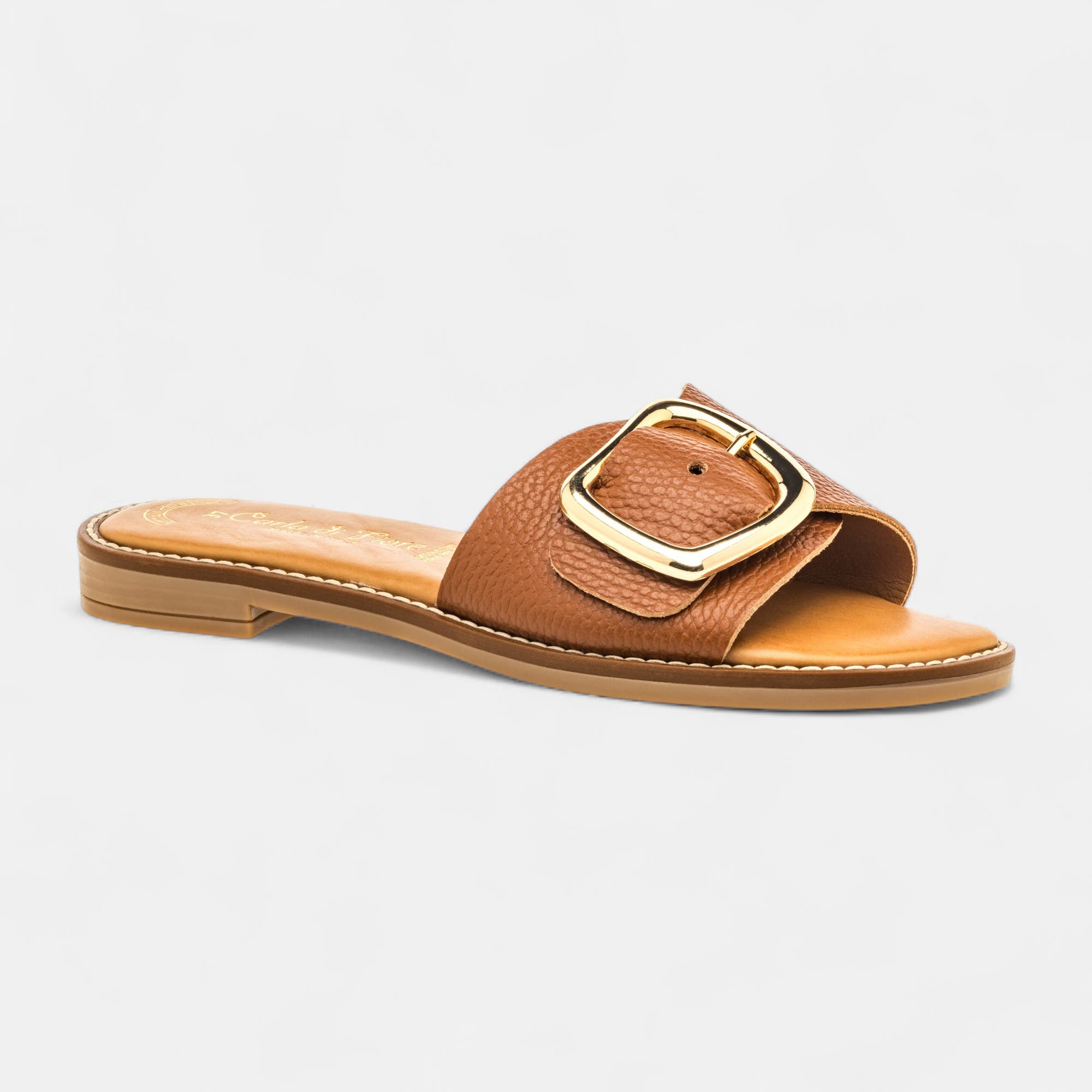 Mules Femme en cuir cognac