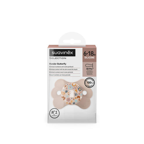 Sucette Butterfly tétine SXPro 6/18m Wonderland Rose - SUAVINEX
