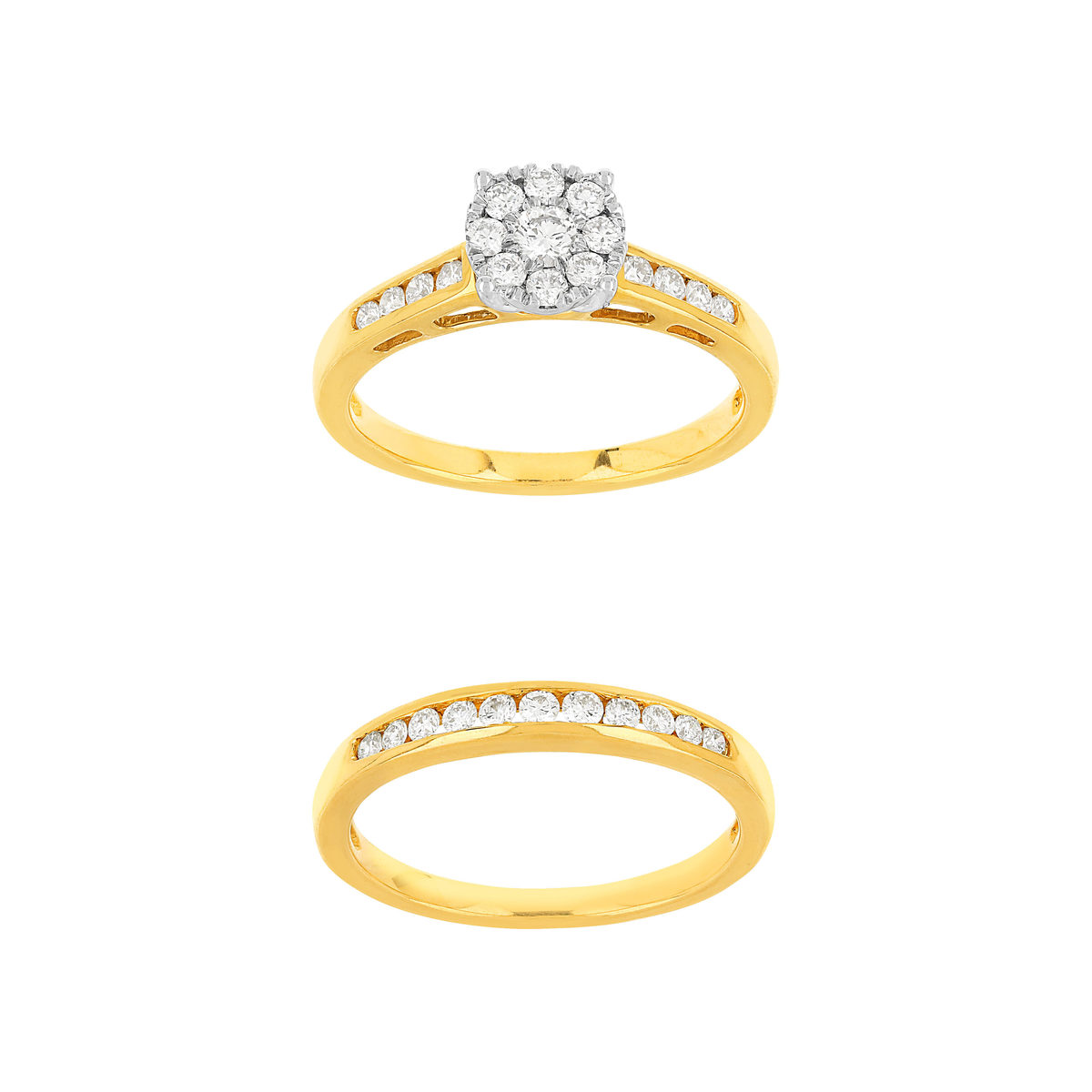Duo alliance demi-tour solitaire or 750 2 tons diamants synthétiques 0.57 carat
