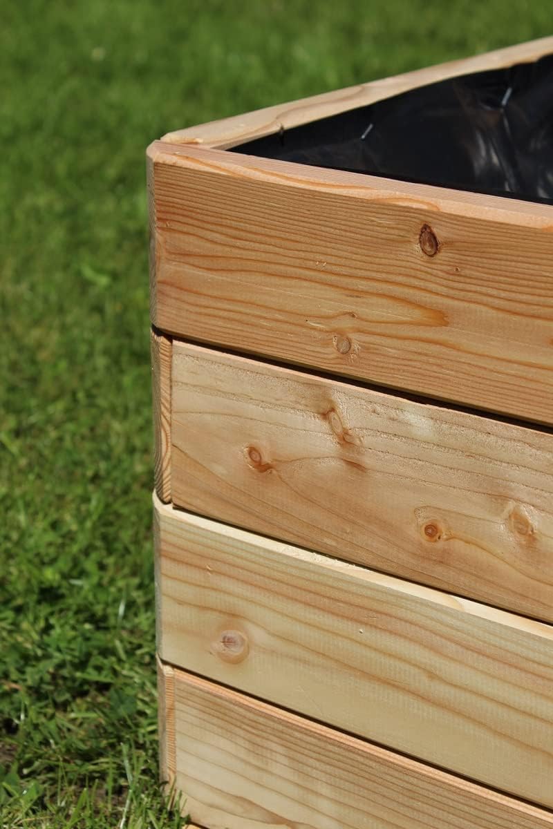 Gartenwelt Riegelsberger Massiver Pflanzkasten Mammut 80x50x39 cm aus Lärchenholz Natur Blumenkasten Blumentopf Pflanzkübel Kräutertopf Balkonkasten fertig montiert