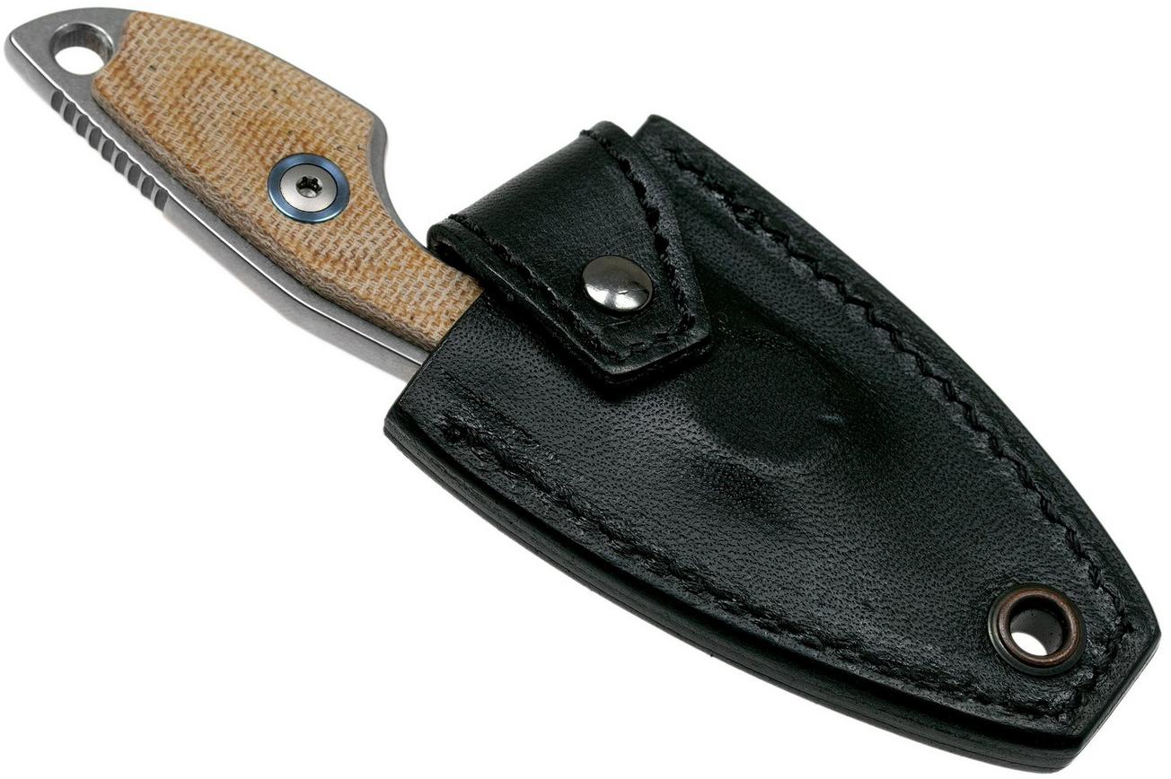 MKM Mikro 2 Wharncliffe, Stonewashed Natural Canvas Micarta nekmes, Jesper Voxnaes design