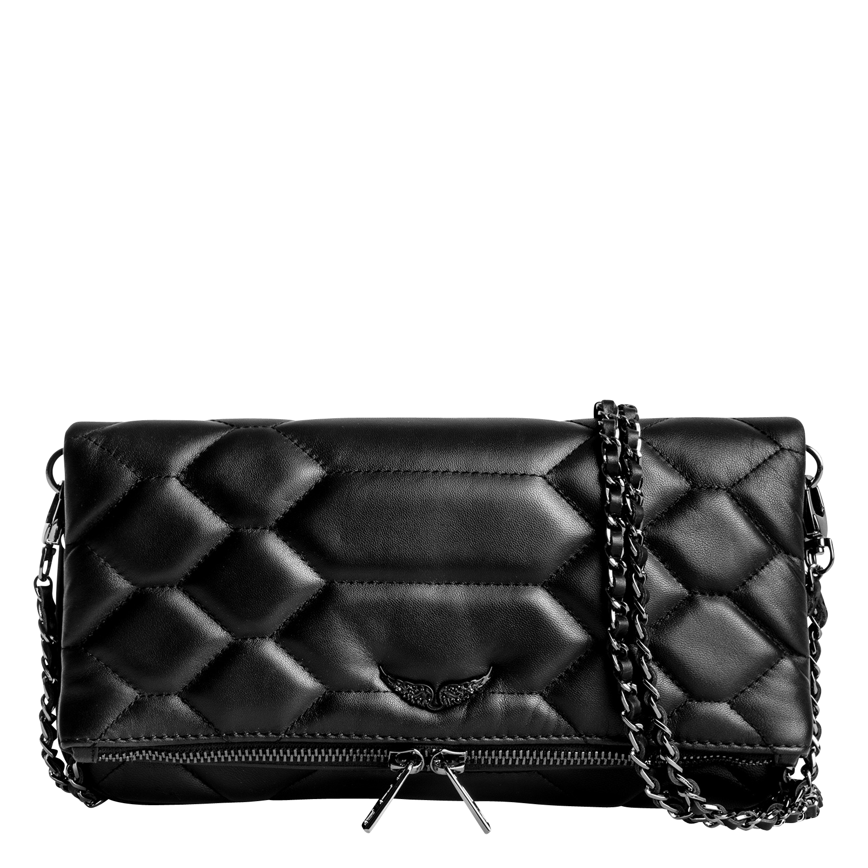 ROCK XL - Pochette matelassée en cuir | Noir