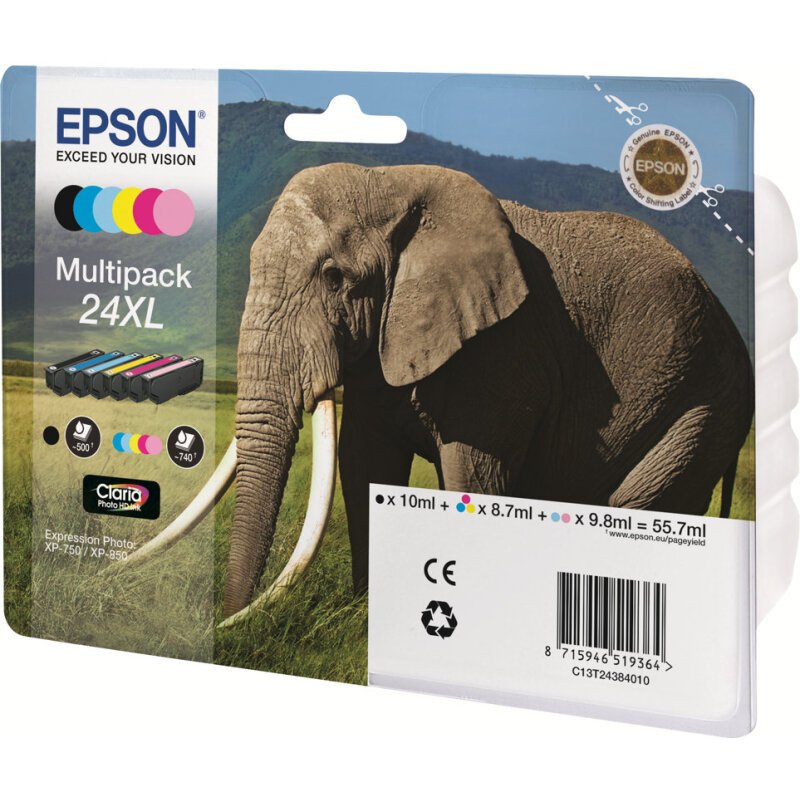 Epson Elephant Multipack 6-colours 24 Claria Photo HD Ink