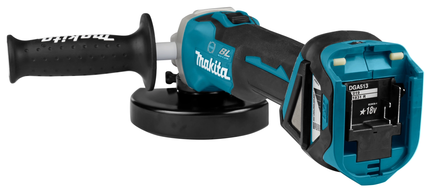 Makita DGA513RTJ 18V Li-Ion accu haakse slijper set (2x 5.0Ah accu) in Mbox - 125mm - koolborstelloos
