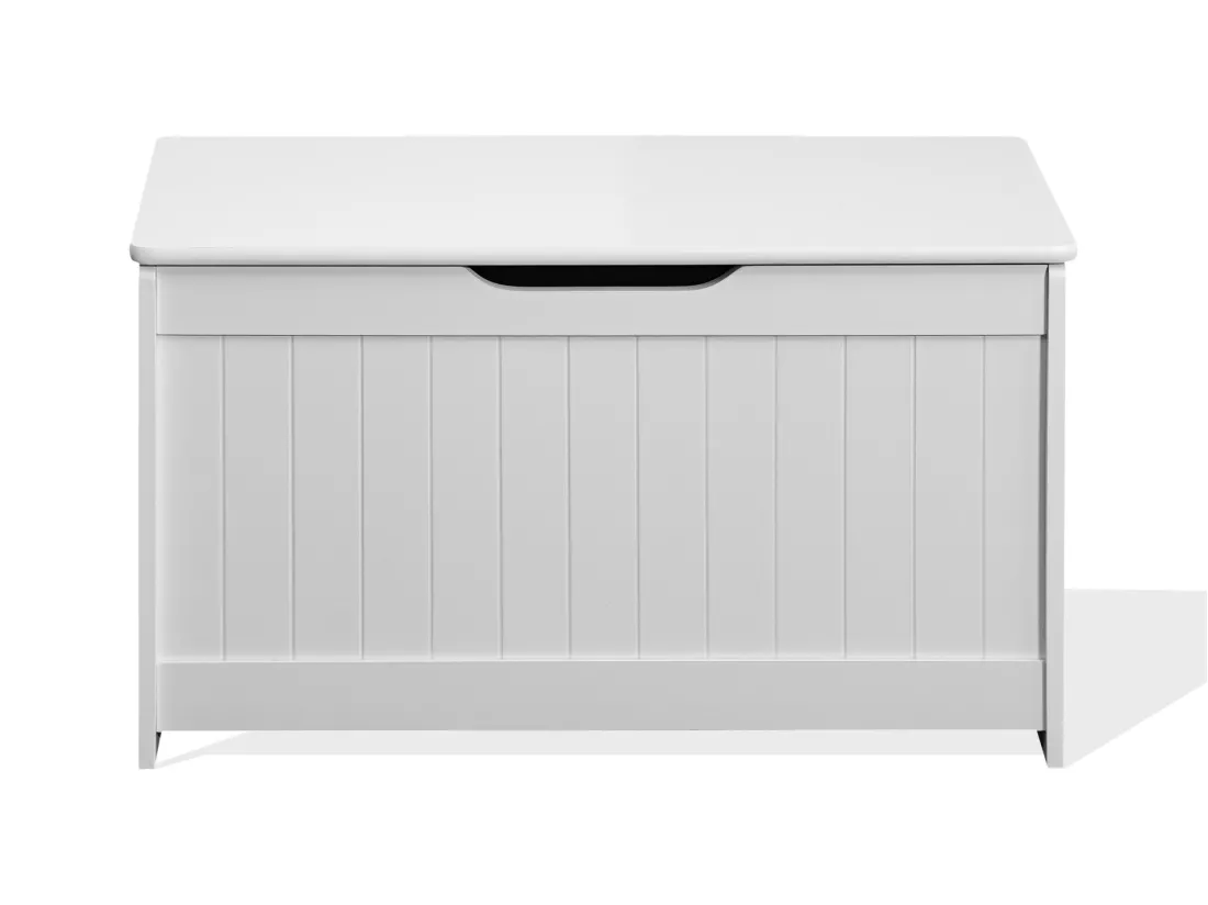 Coffre de Rangement avec Couvercle en mdf pour Jouets Enfants Blanc