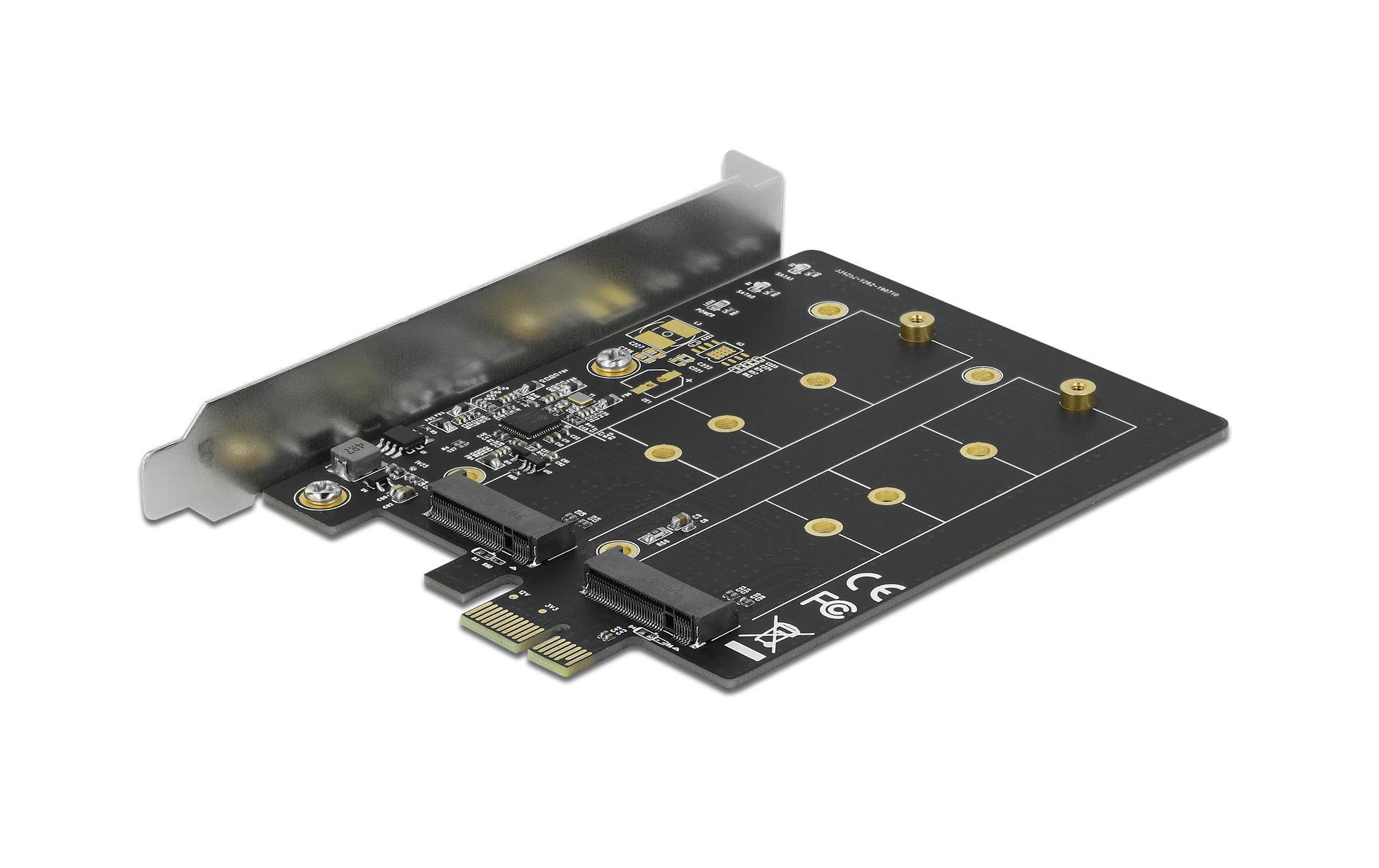 Host Bus Adapter PCIe x1 Karte zu 2x M.2 Key B bootfähigDelock PCI Express x1 Karte zu 2 x intern M.2 Key B