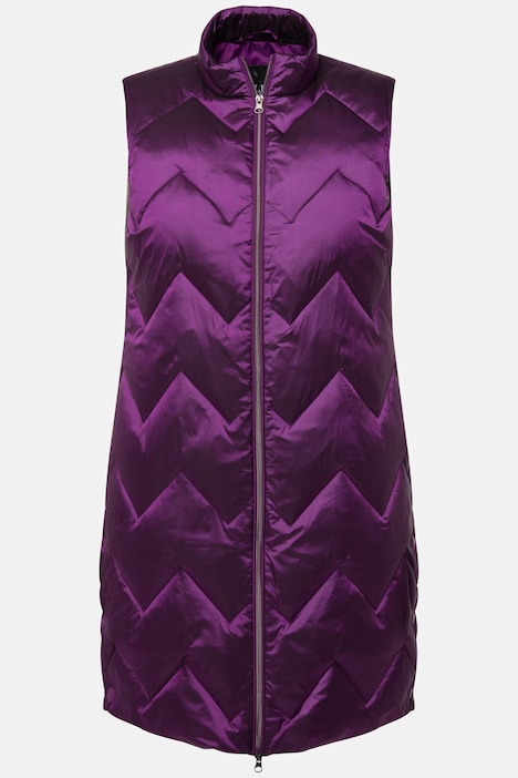 Long-Weste, Two-Tone, Stehkragen, recycelt, 2-Wege-Zipper