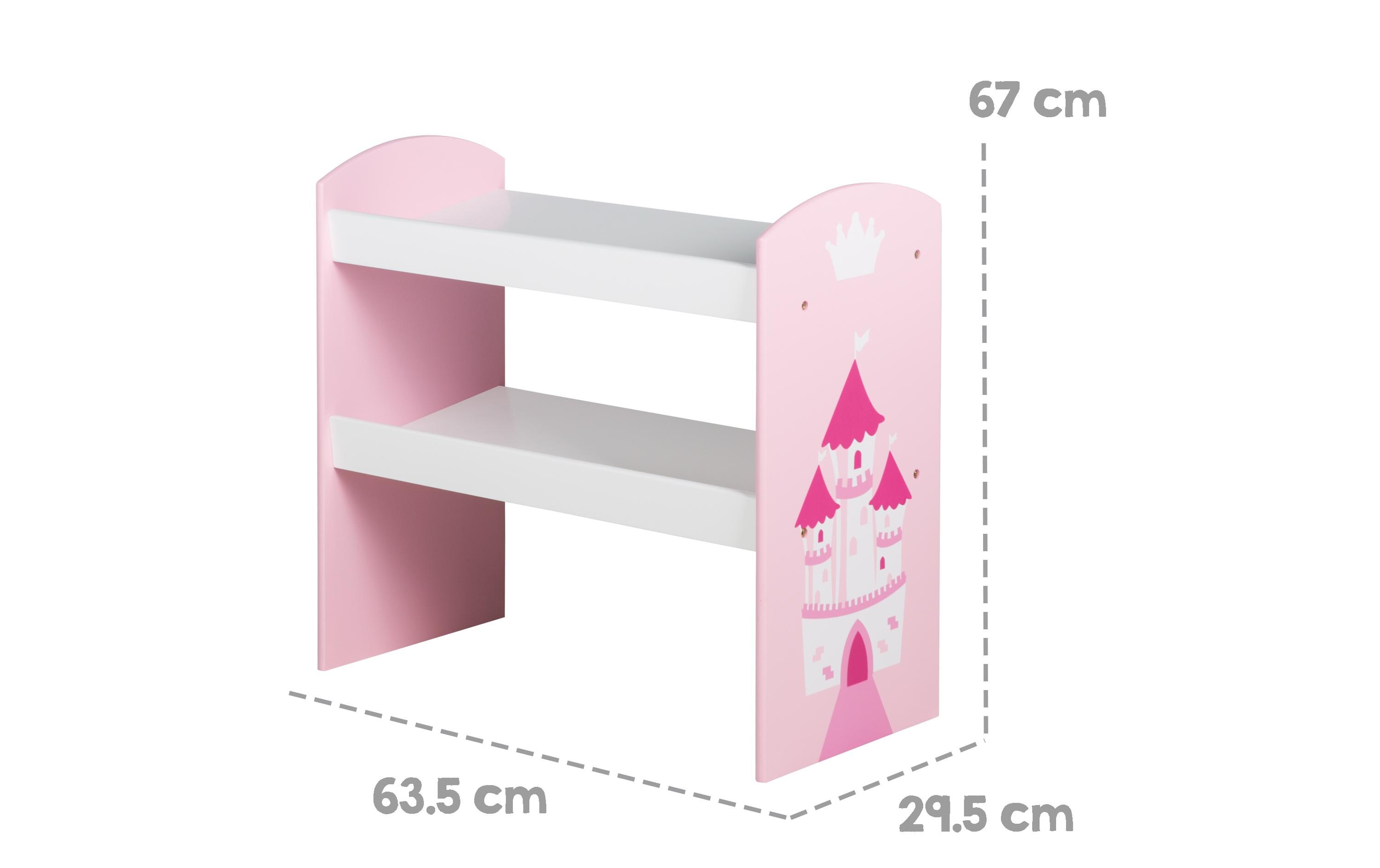 Regal Krone mit Aufbewahrungsboxen PinkSpielzeugregal mit 5 Stoffboxen