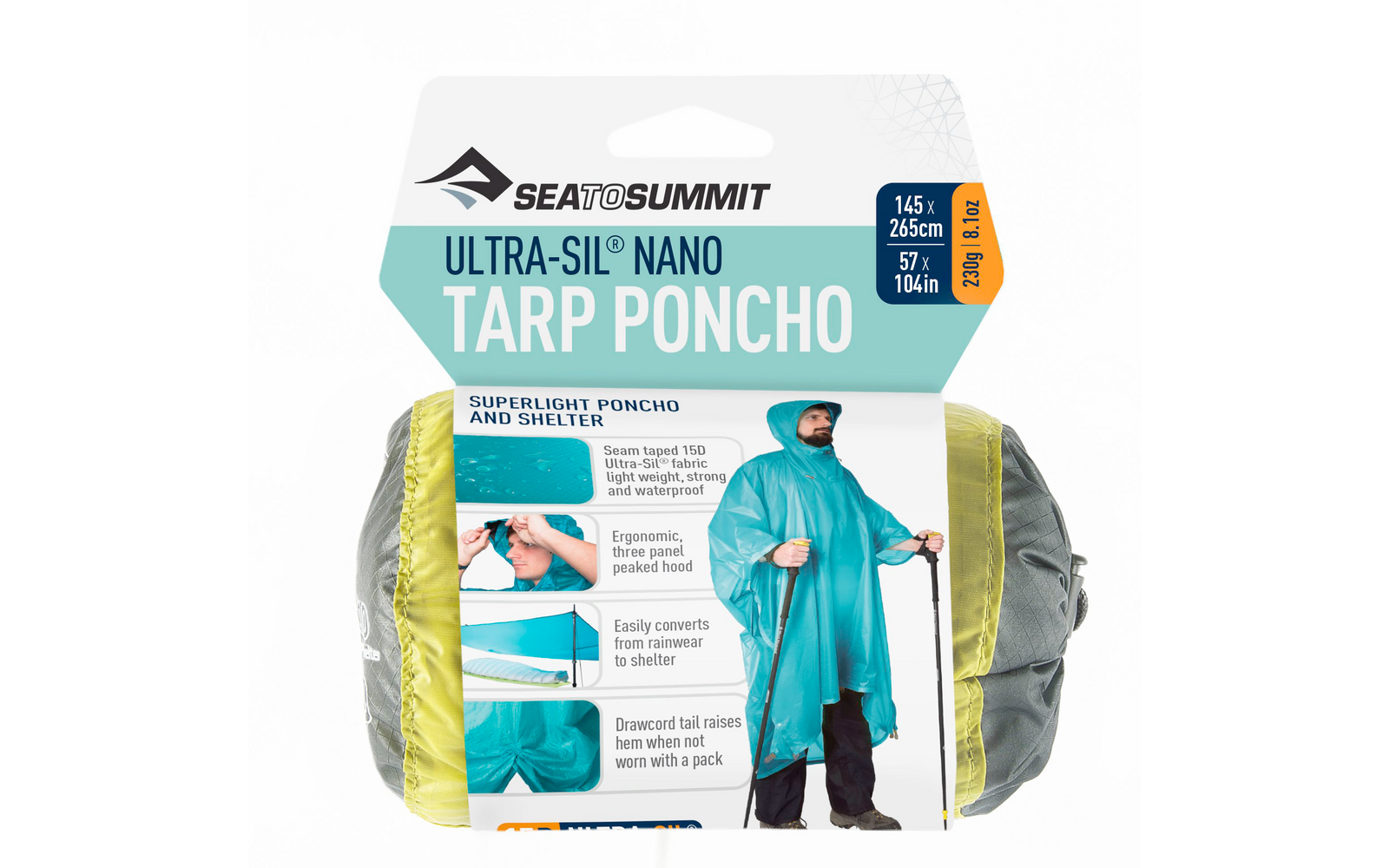 Sea to Summit Ultra-Sil Nano Tarp Poncho Regenponcho blau